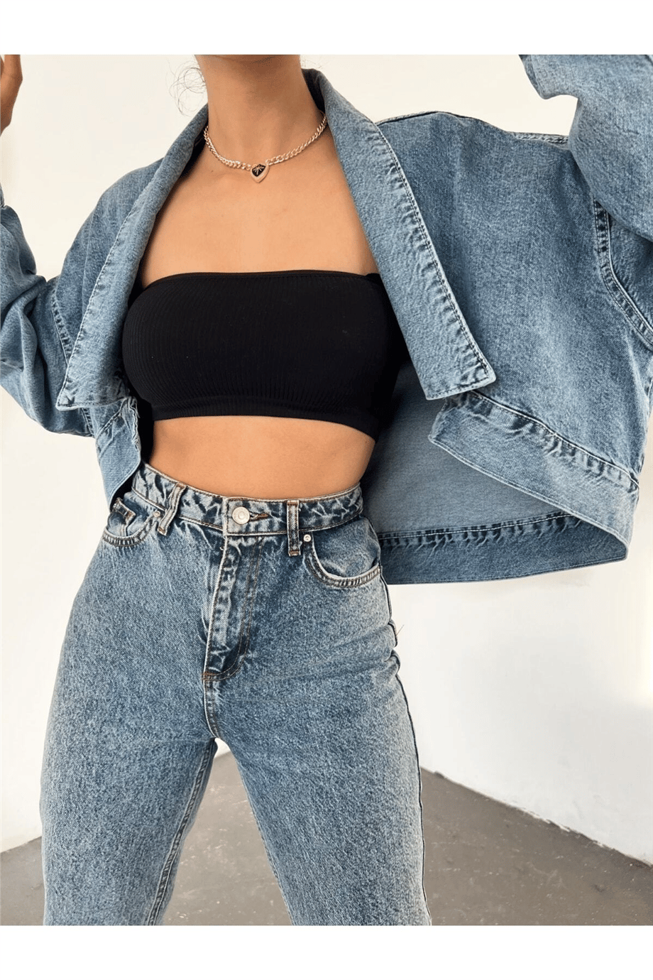Kadın Oversize Bolero Denim Ceket Zyn-58393 - MAVİ · 2