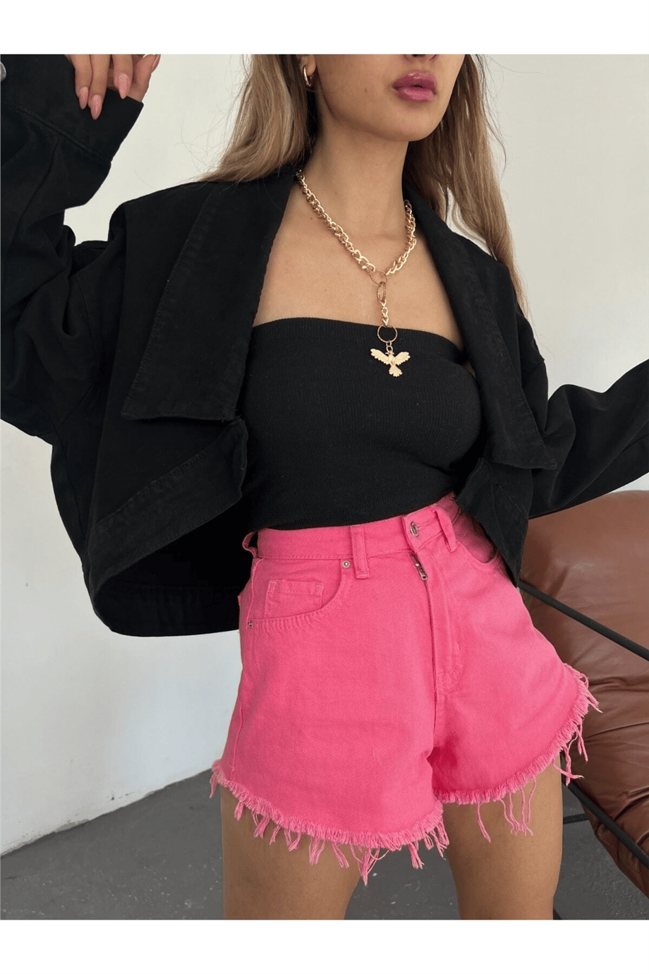 Kadın Oversize Bolero Denim Ceket Zyn-58393 - Siyah · 6