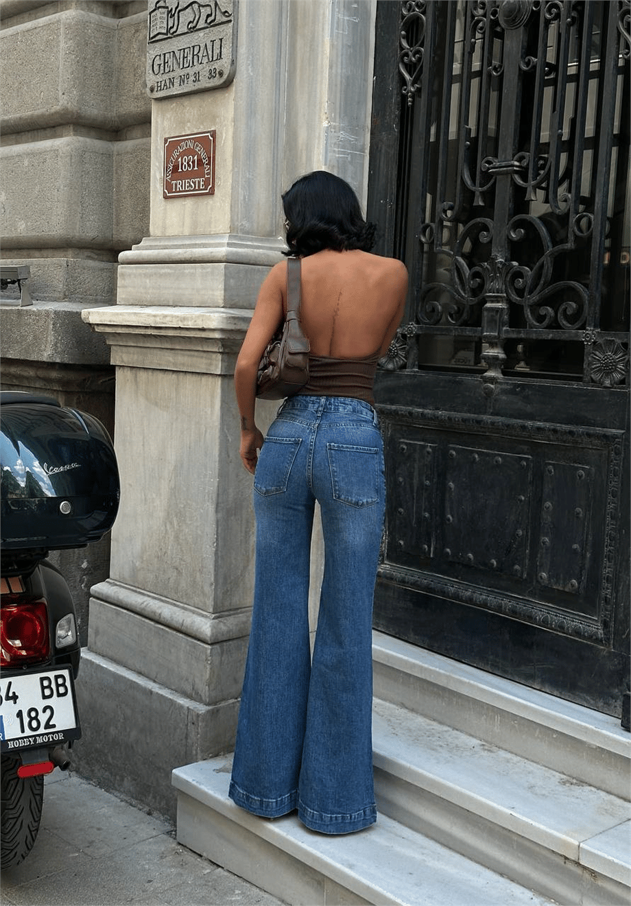 Yüksek Bel Rahat Kesim Kot Pantolon - MAVİ