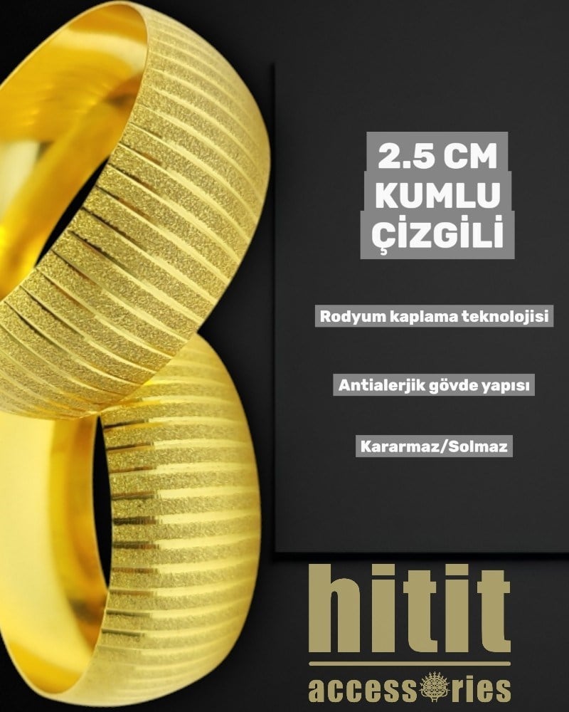 2.5 CM KUMLU ÇİZGİLİ BİLEZİK