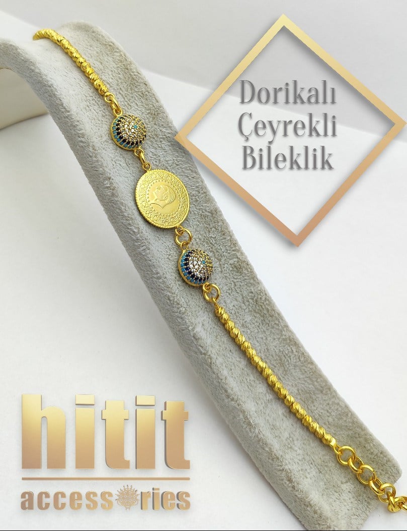 ÇEYREKLİ NAZARLIKLI DORİKA BİLEKLİK