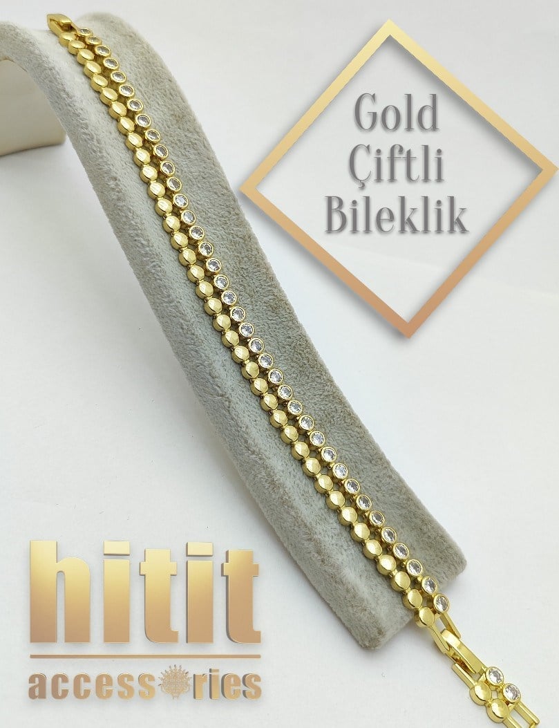 GOLD ÇİFTLİ ZİRKON BİLEKLİK