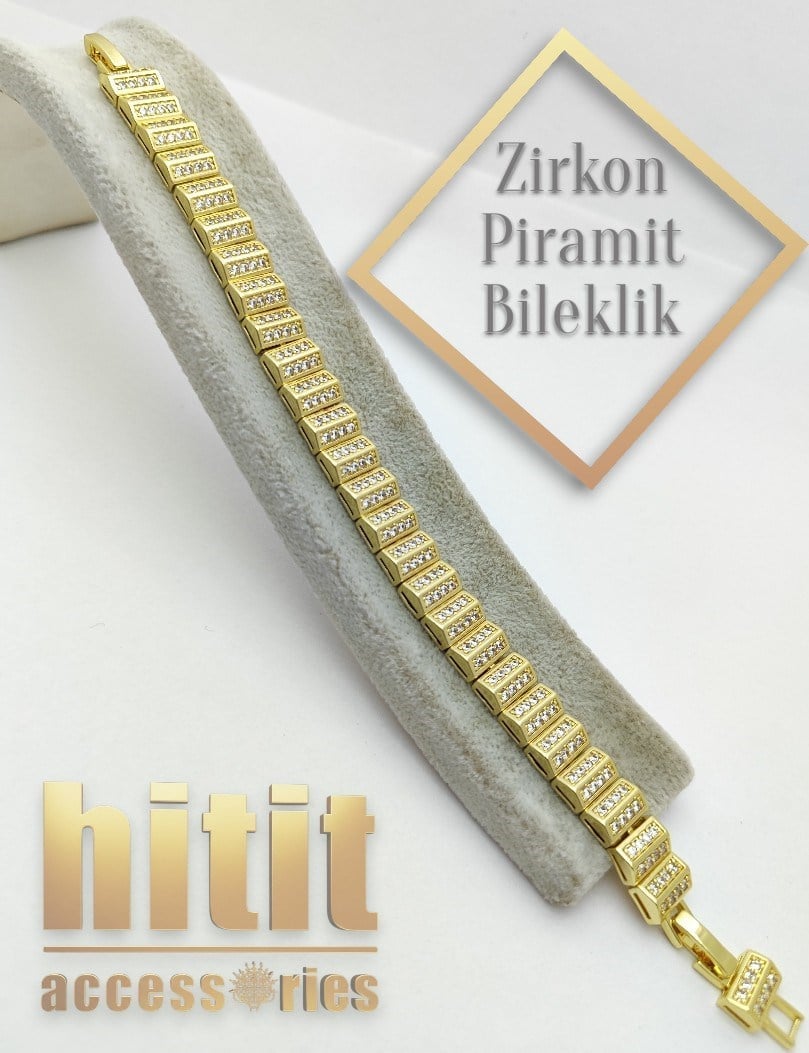 PİRAMİT KESİM GOLD BİLEKLİK