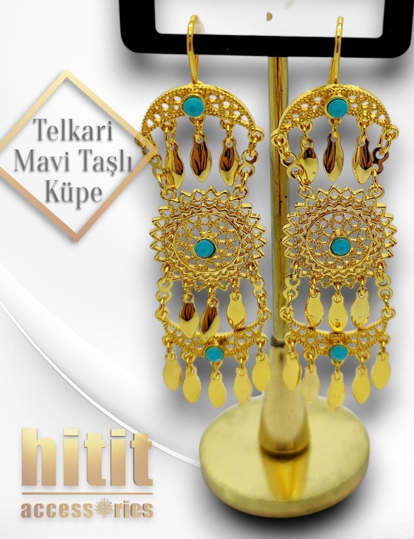 TELKARİ MAVİ TAŞLI KÜPE