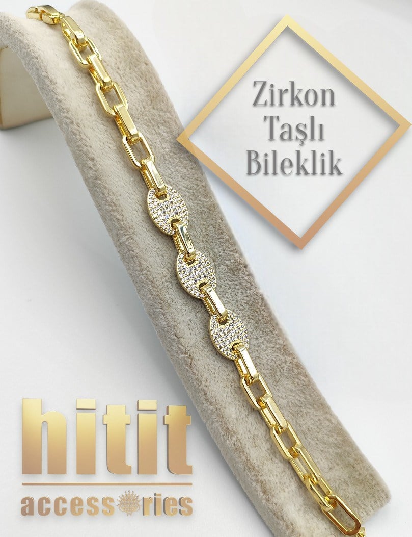ZİRKON TAŞLI GOLD BİLEKLİK