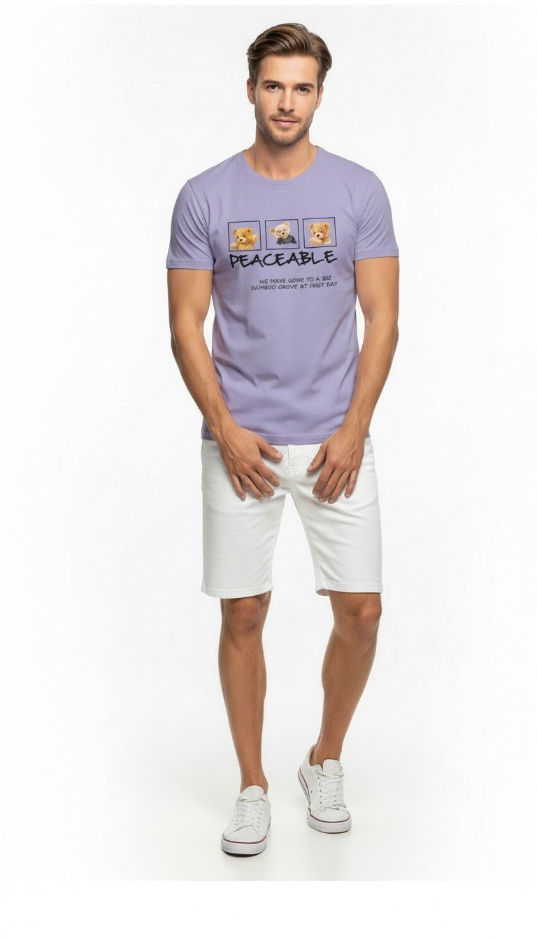 Erkek Günlük Stil Baskılı T-Shirt