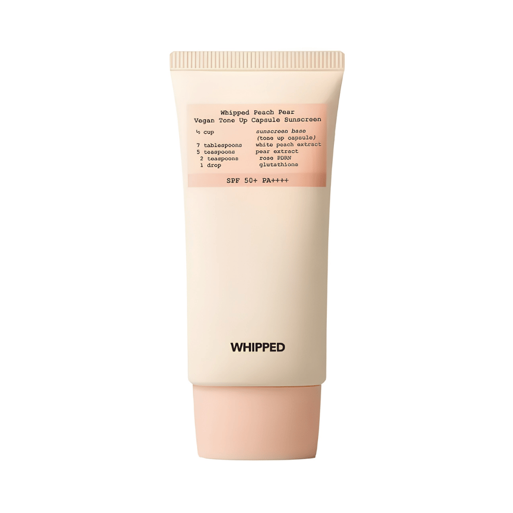 WHIPPED Peach Pear Vegan Tone-up Capsule Sunscreen 50ml (Cilt Tonu Eşitleyici ve Aydınlatıcı Canlandırıcı Güneş Kremi)