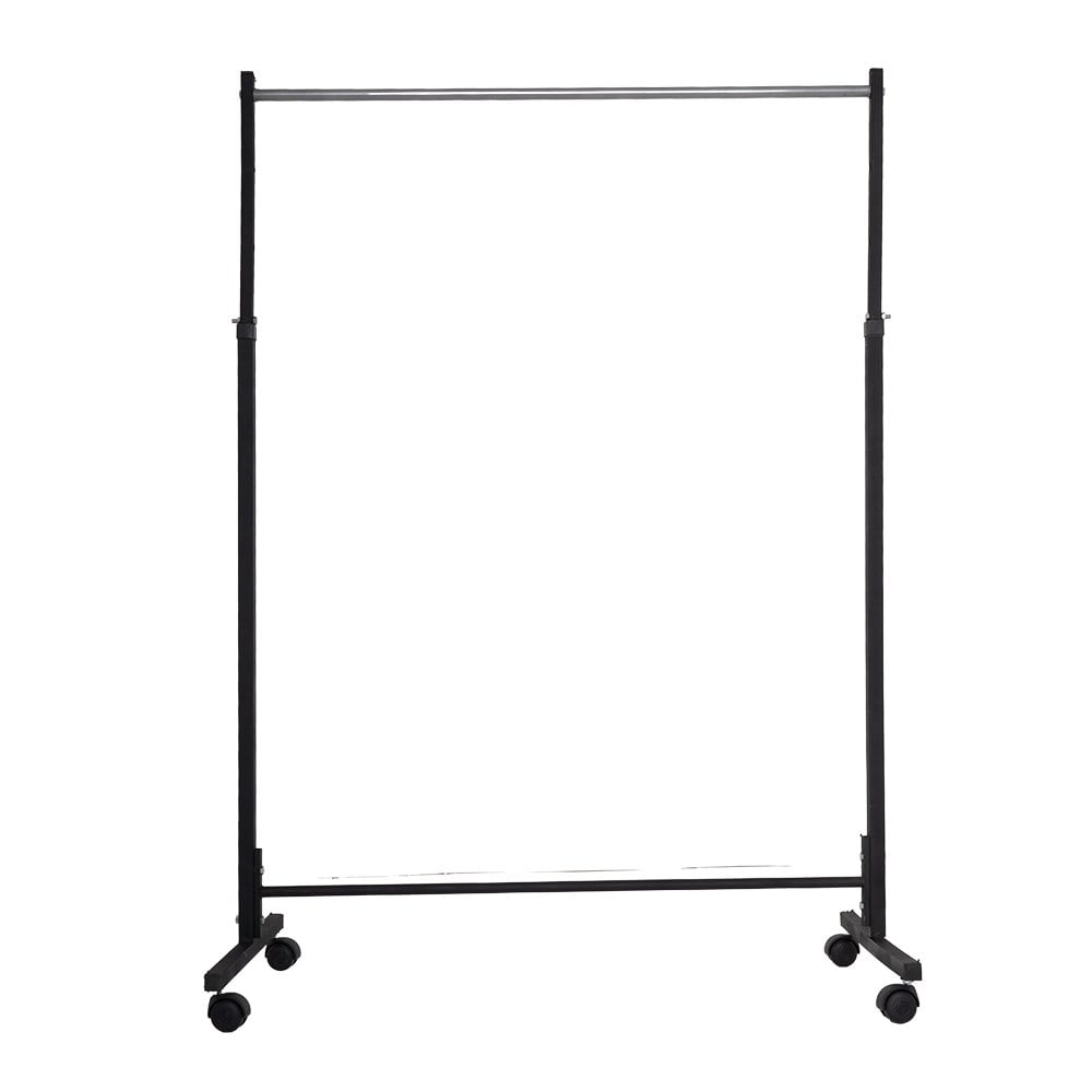 1 Metre Metal, Tekerlekli Konfeksiyon Askılığı - Siyah Askılık - Ayarlanabilir Elbise Askısı