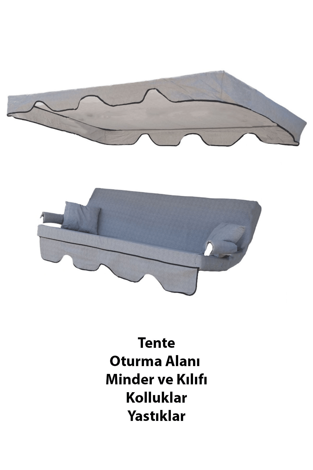 Antrasit - Gri Salıncak Minder Takımı Tente Dahil