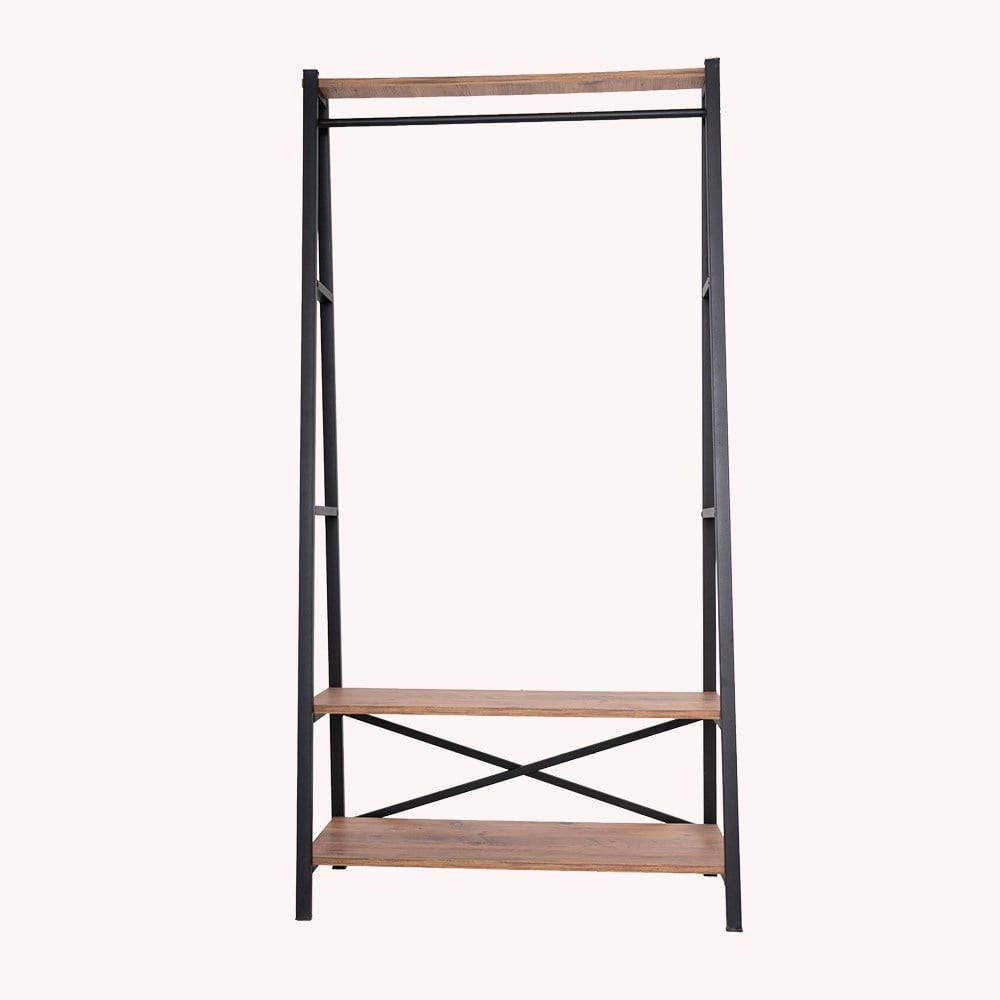Suntalı Raflı Metal Konfeksiyon Askılığı - Modern Elbise Askısı