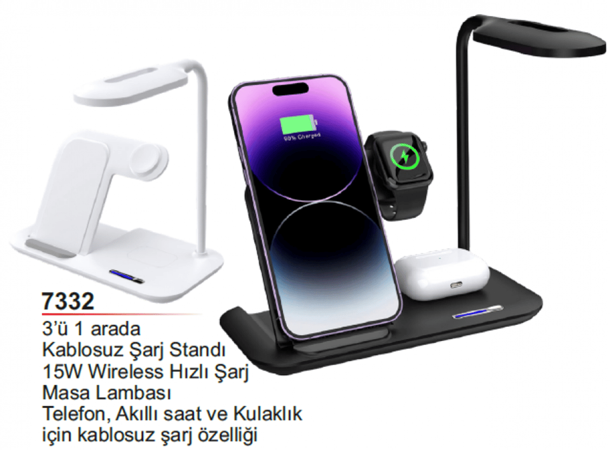 3'lü Kablosuz Şarj Standı