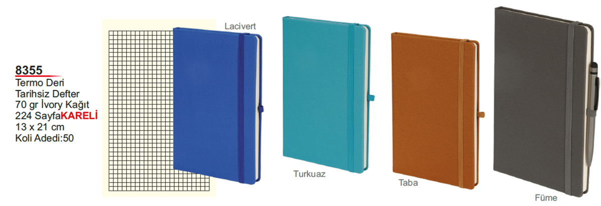 Termo Deri Tarihsiz Kareli Defter