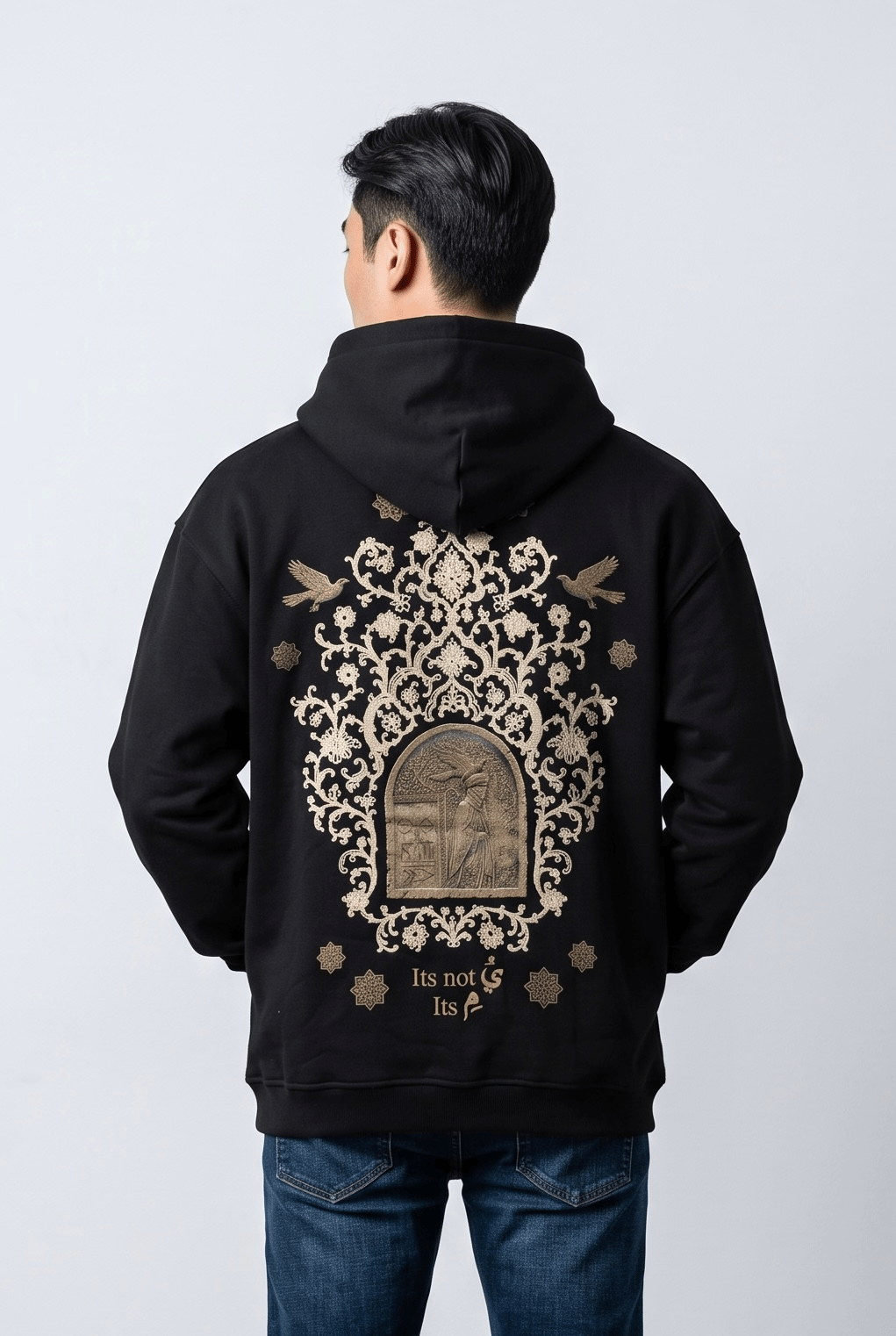 ANTİK DESEN NAKIŞLI KAPŞONLU SWEATSHİRT 7033