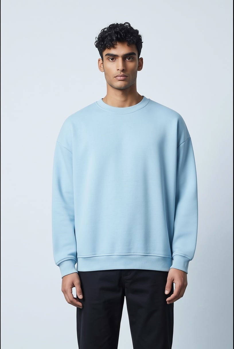 BEBE MAVİSİ BİSİKLET YAKA BASİC SWEATSHİRT 7013