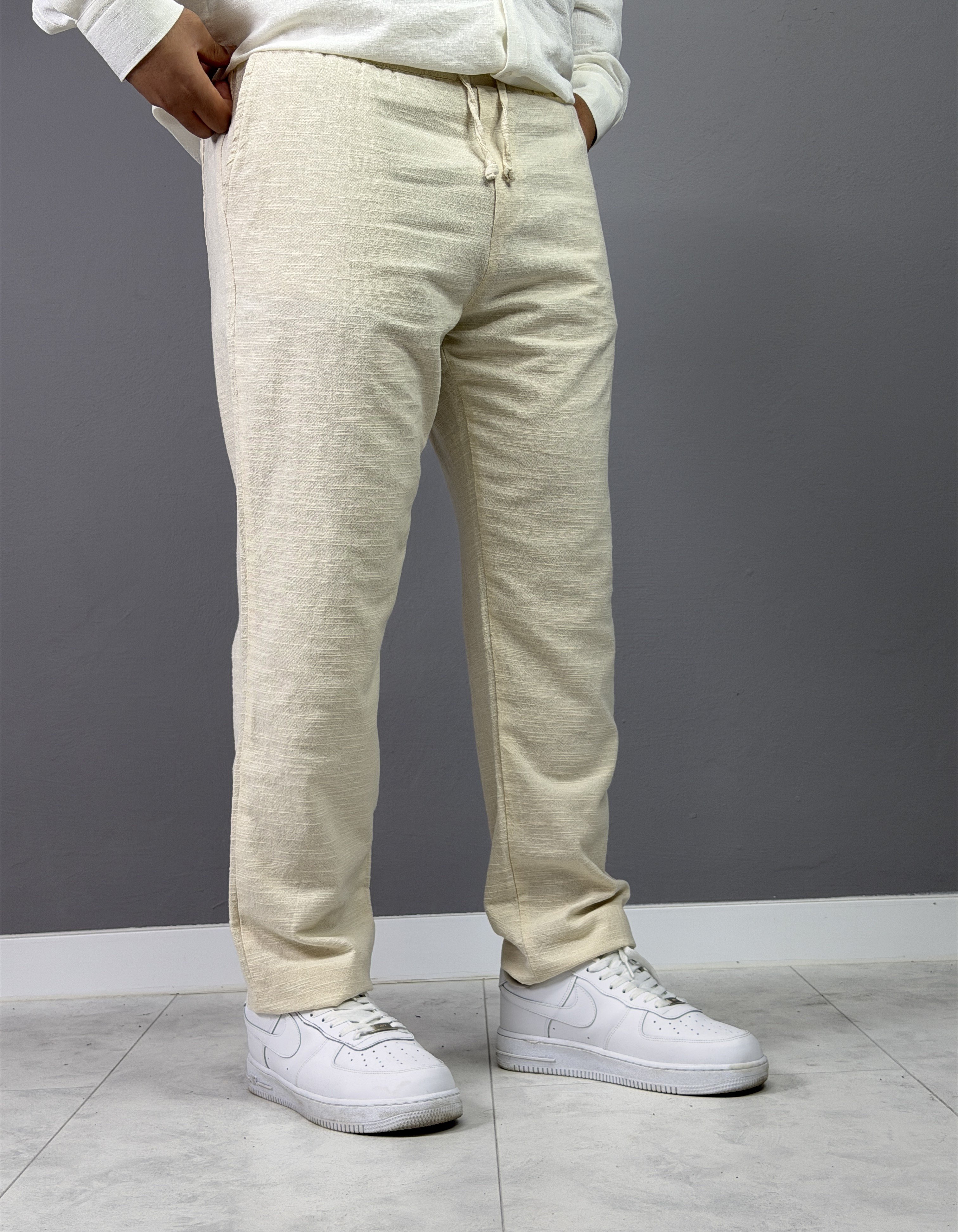 BEJ KETEN BOYFRİEND PANTALON 5014