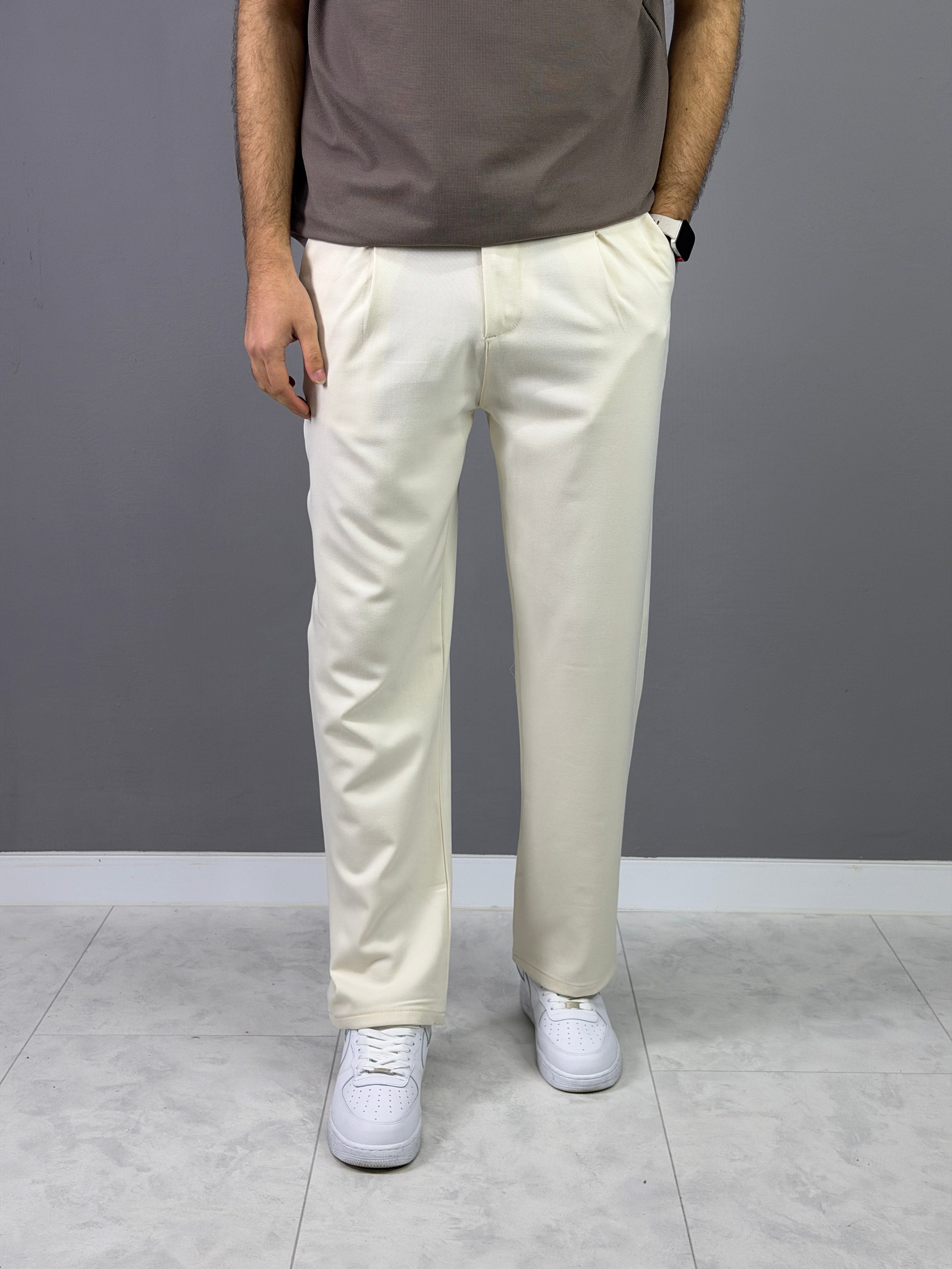 Bej kumaş baggy pantolon 5003