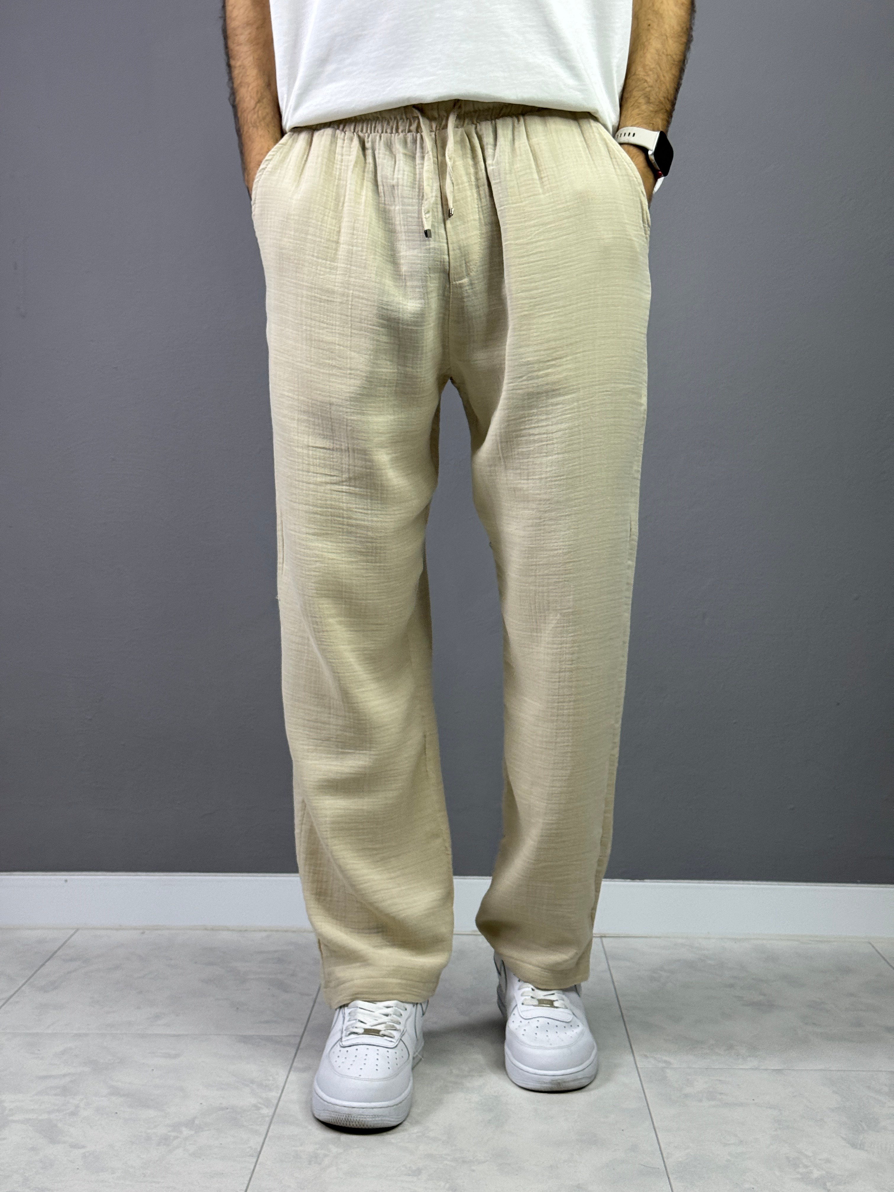 BEJ MÜSLİN BAGGY PANTOLON 5037