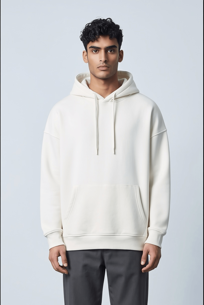 BEYAZ KAPŞONLU BASİC SWEATSHİRT 7001