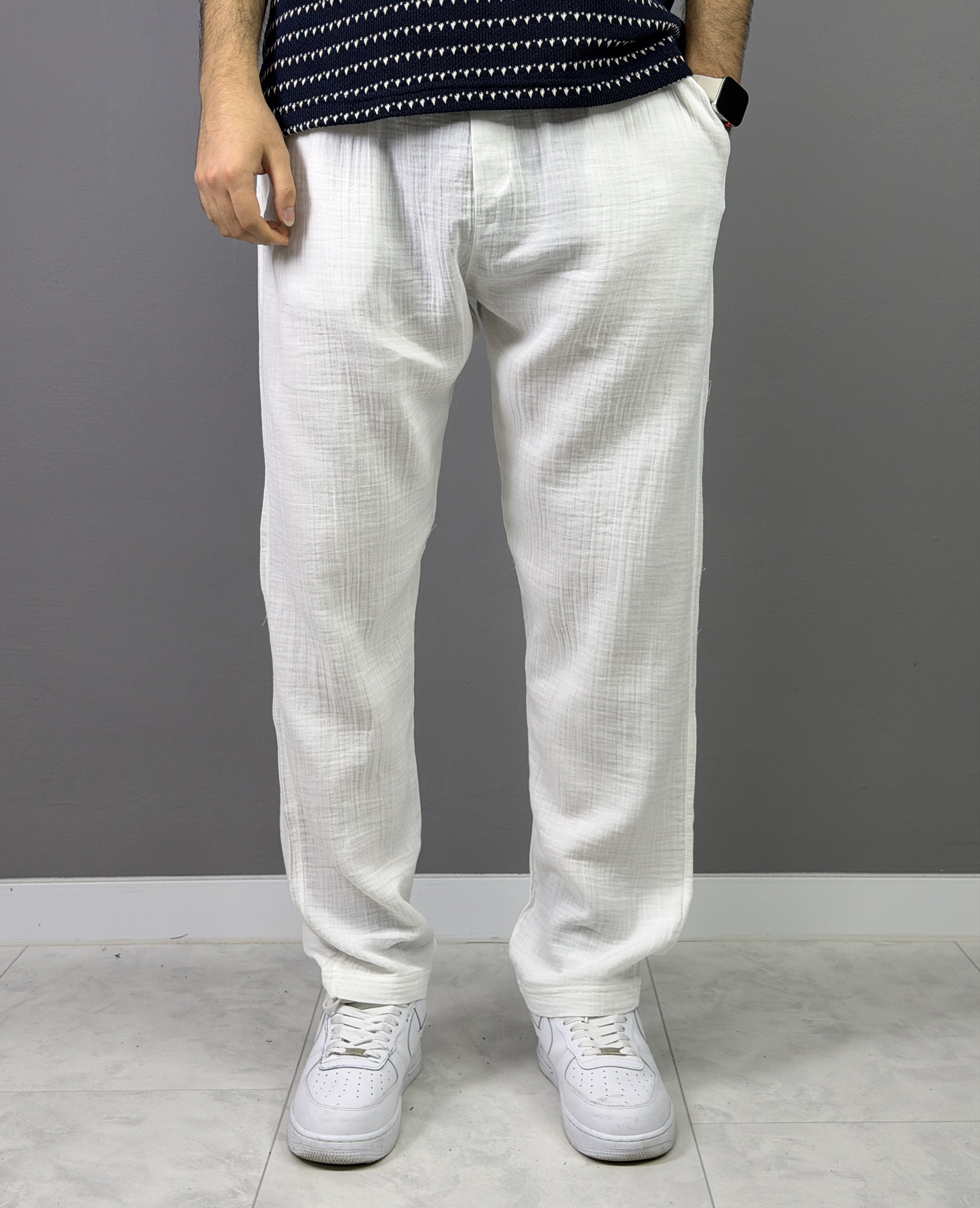 BEYAZ MÜSLİN BAGGY PANTALON 5019