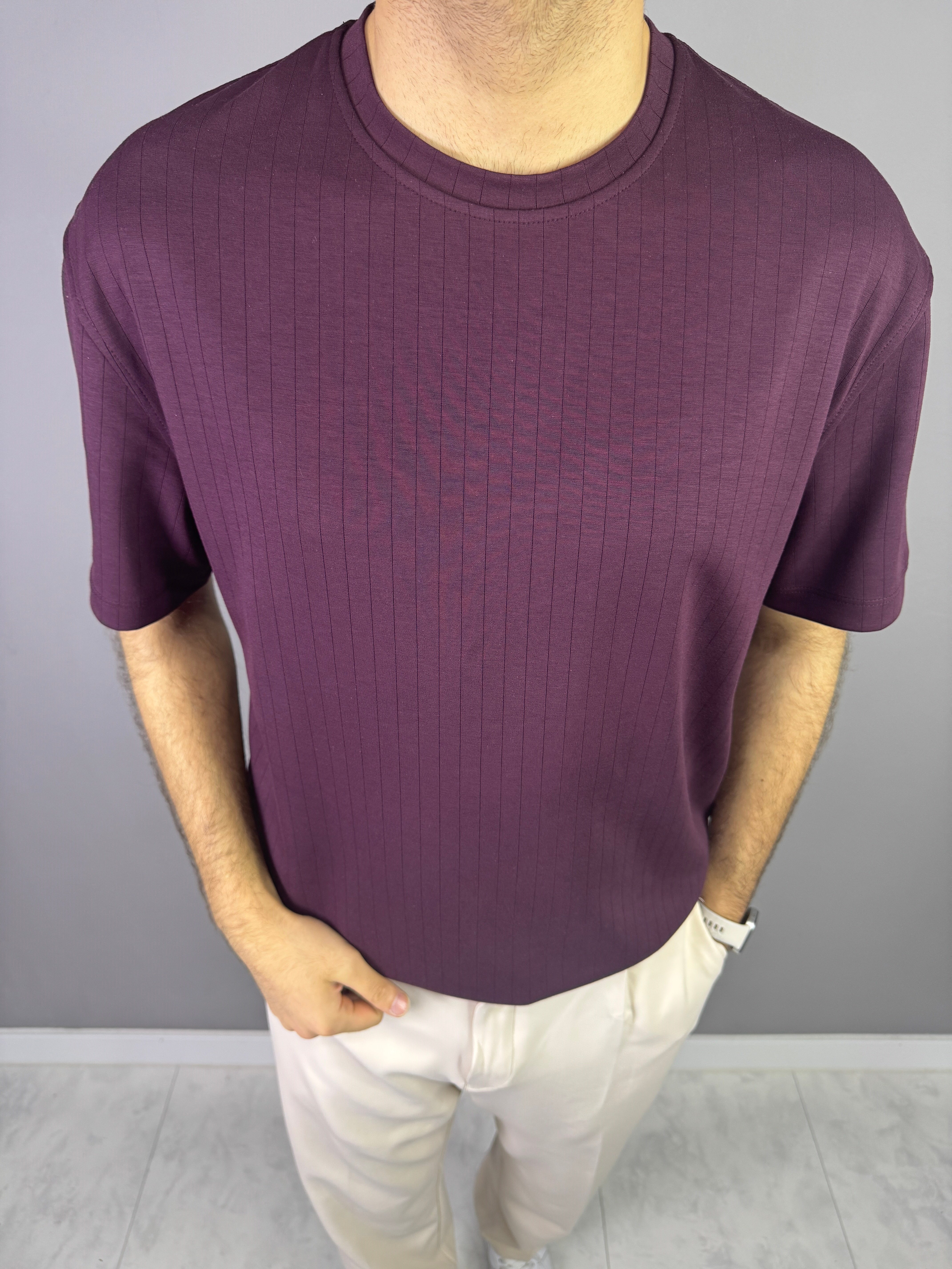 BORDO OYSHO KUMAŞ T-SHİRT 7012