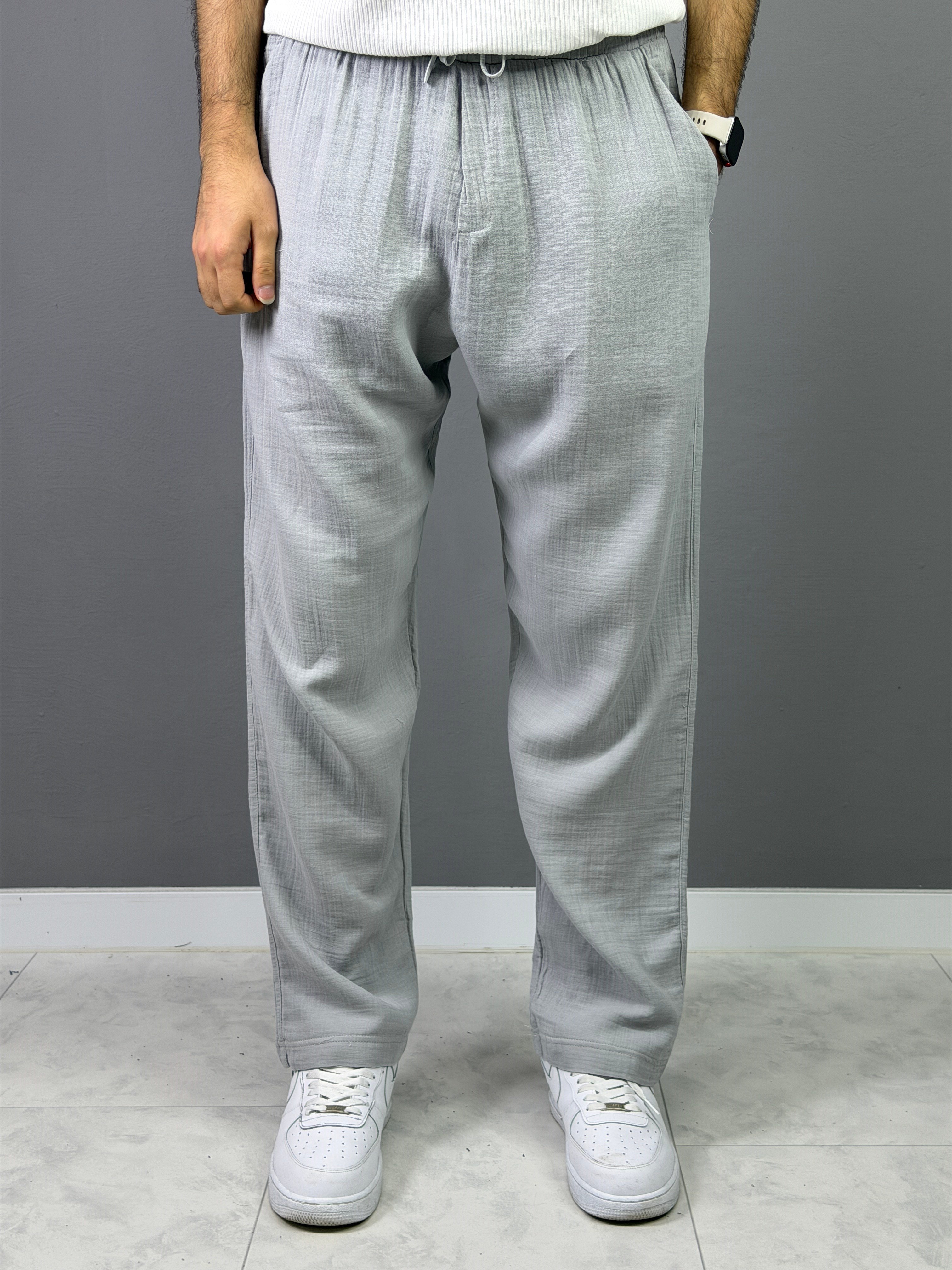 GRİ MÜSLİN BAGGY PANTALON 5021