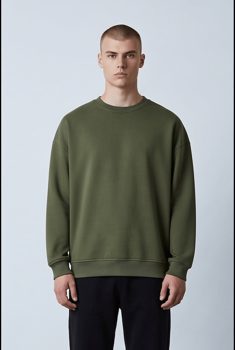 HAKİ BİSİKLET YAKA BASİC SWEATSHİRT 7010