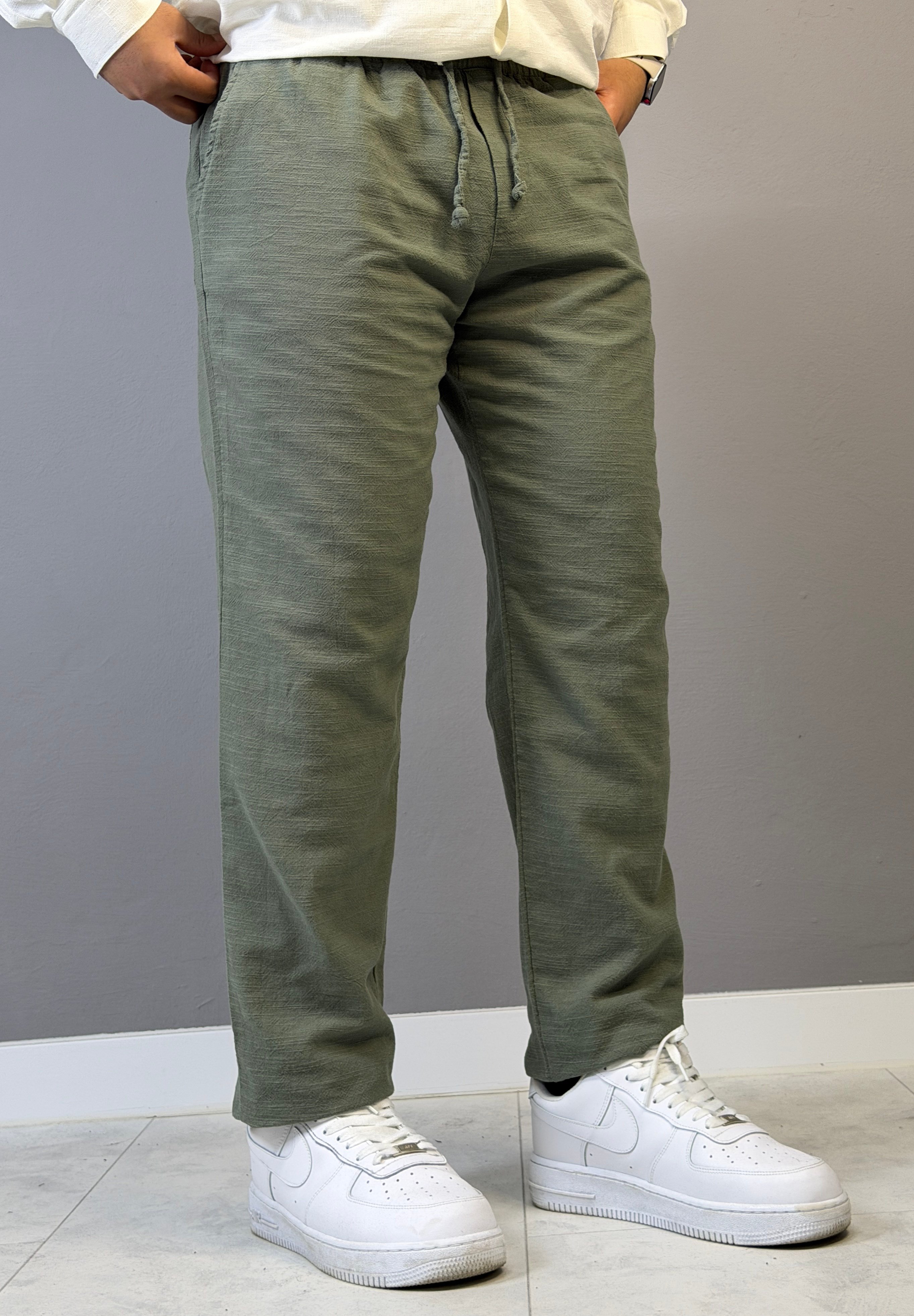 HAKİ KETEN BOYFRİEND PANTALON 5013