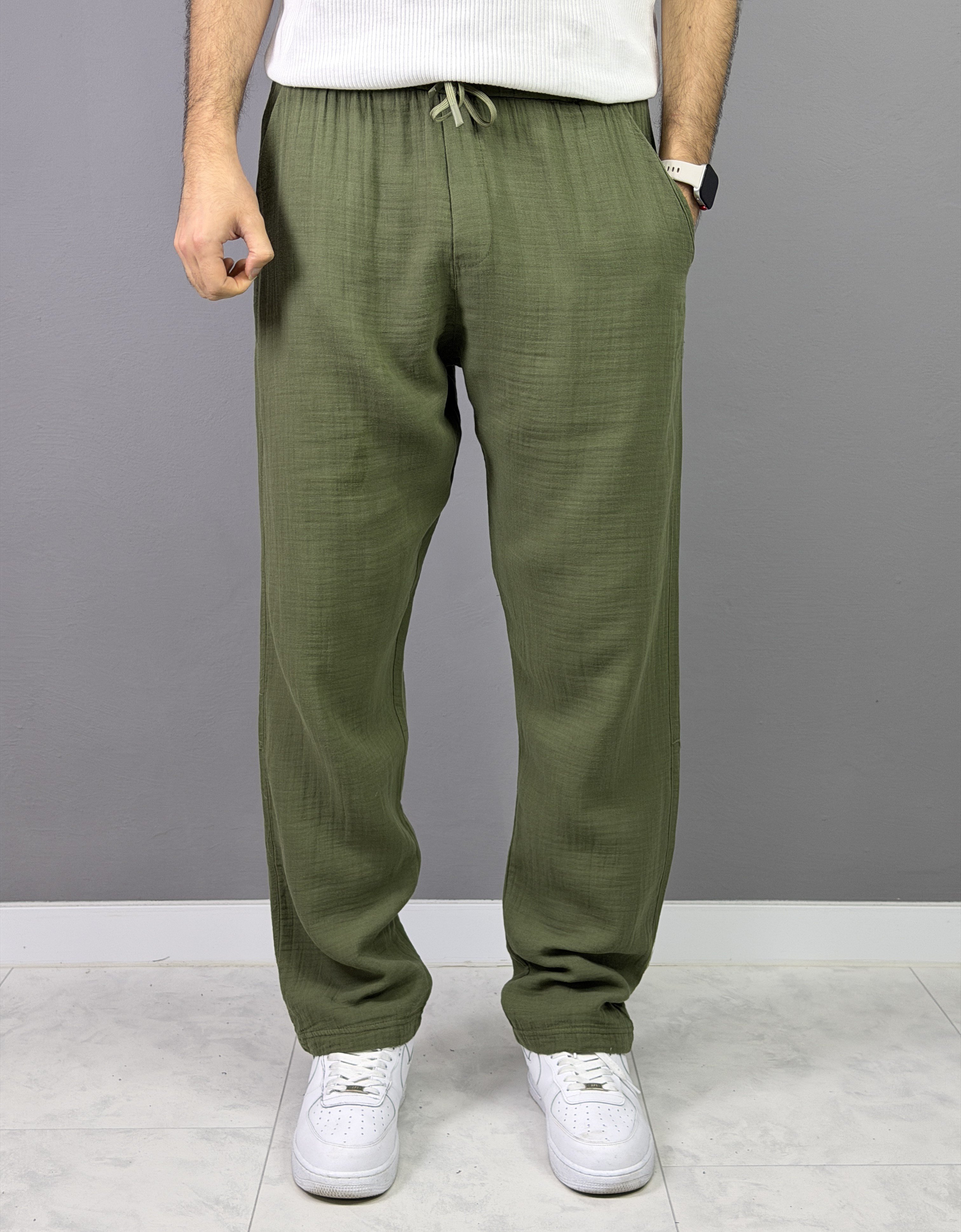 HAKİ MÜSLİN BAGGY PANTALON 5023
