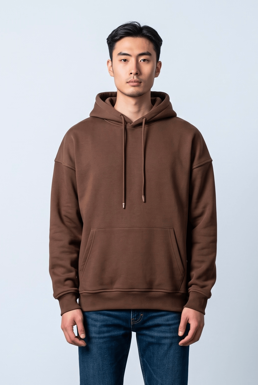 KAHVERENGİ KAPŞONLU BASİC SWEATSHİRT 7003