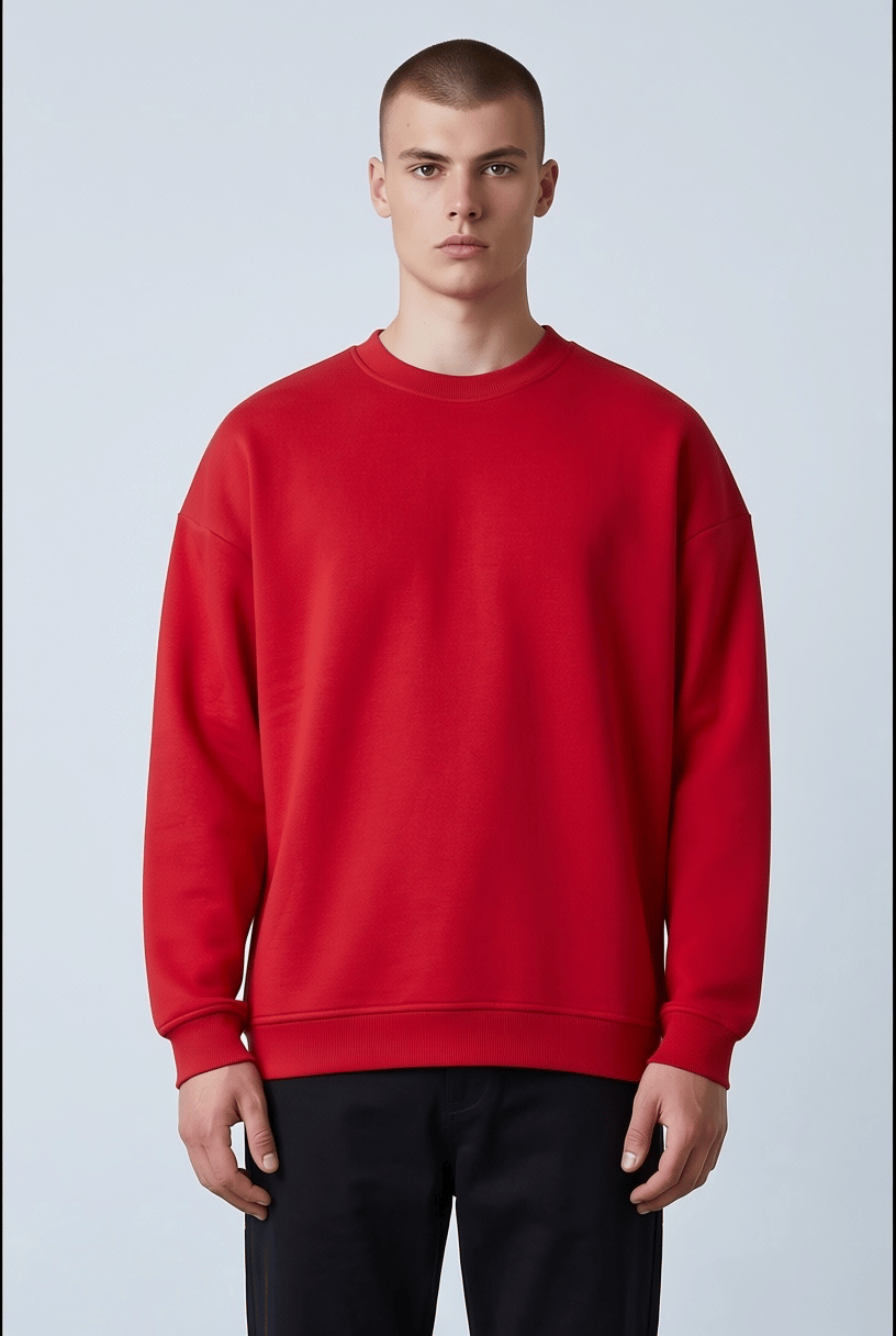 KIRMIZI BİSİKLET YAKA BASİC SWEATSHİRT 7011
