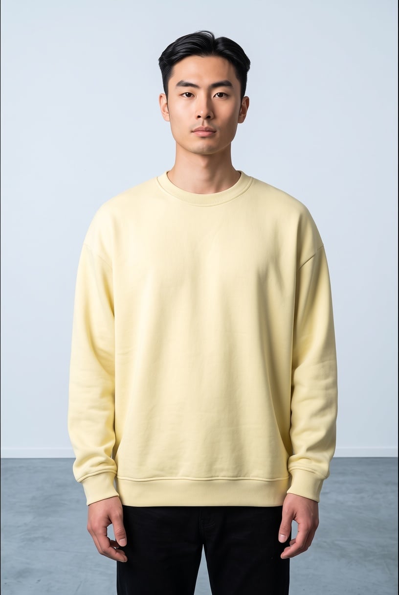SARI BİSİKLET YAKA BASİC SWEATSHİRT 7014