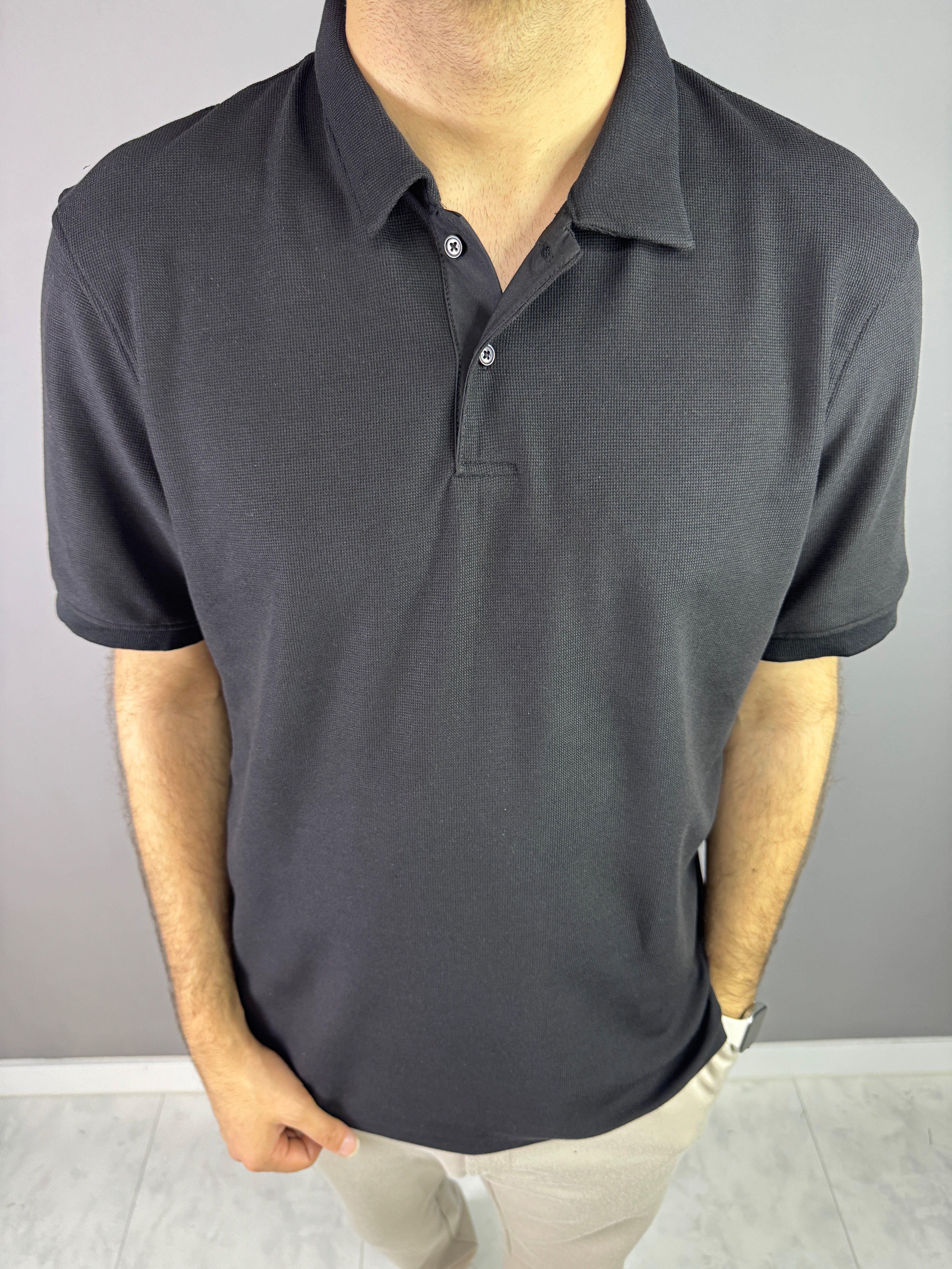 SİYAH ALTUN DESEN POLO YAKA 7017