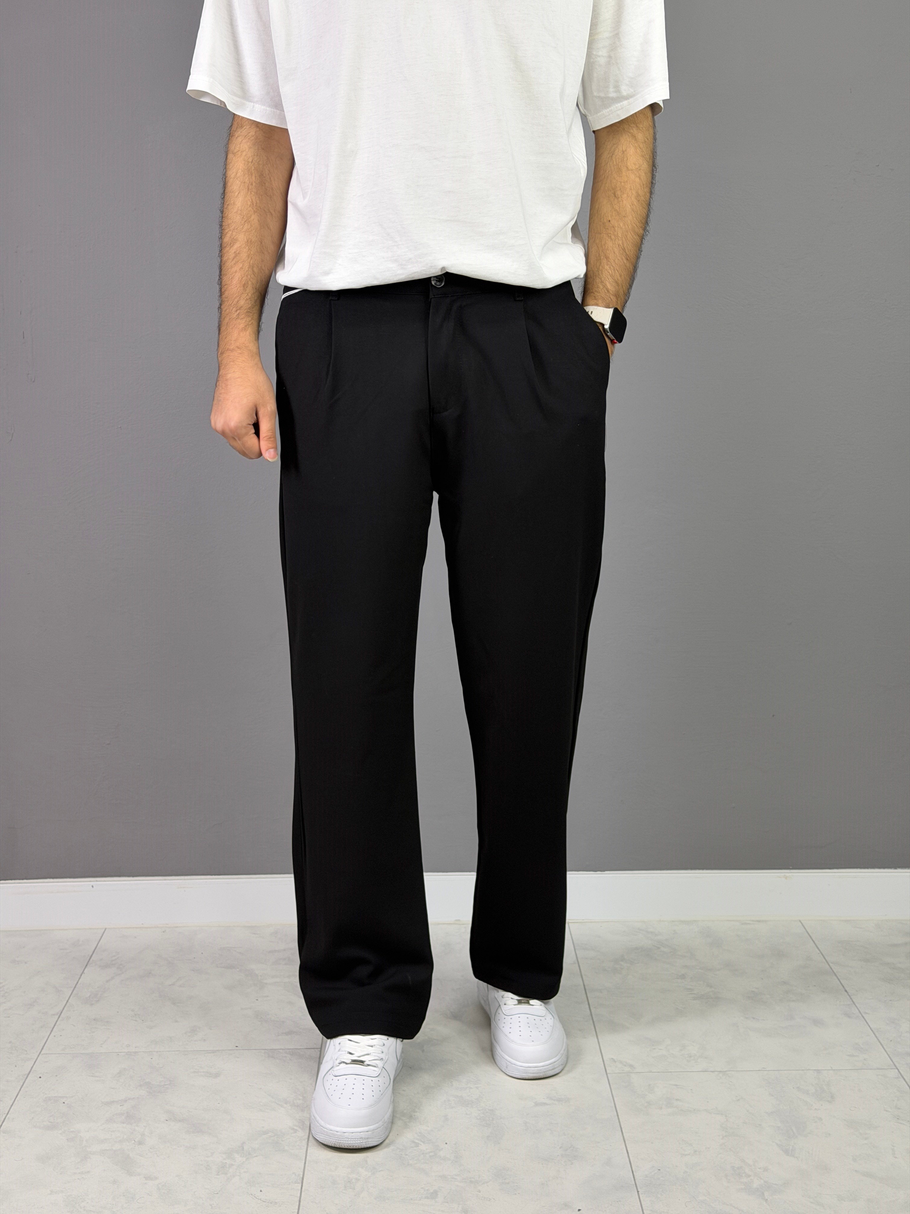 Siyah kumaş baggy pantolon 5000
