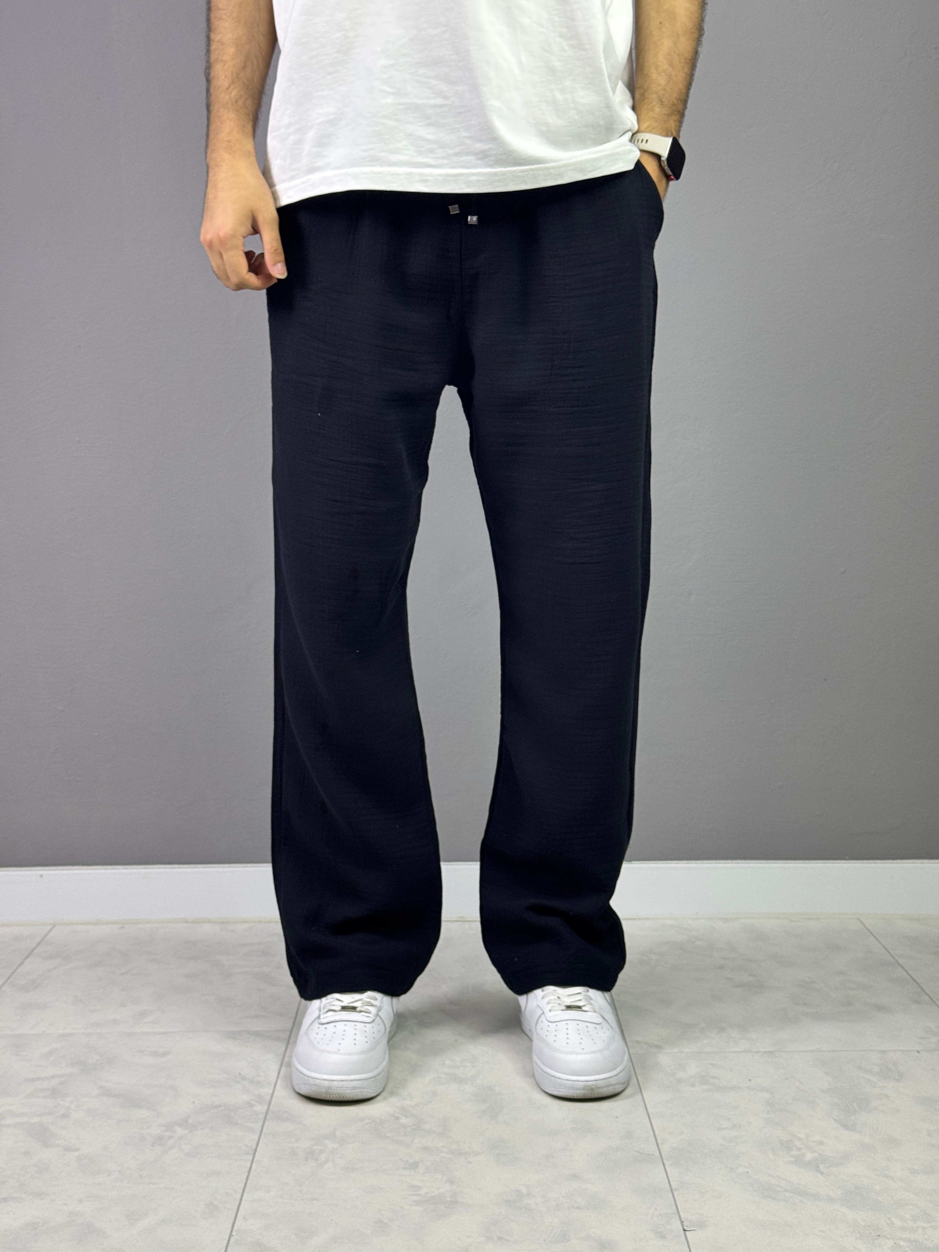 SİYAH MÜSLİN BAGGY PANTOLON 5036