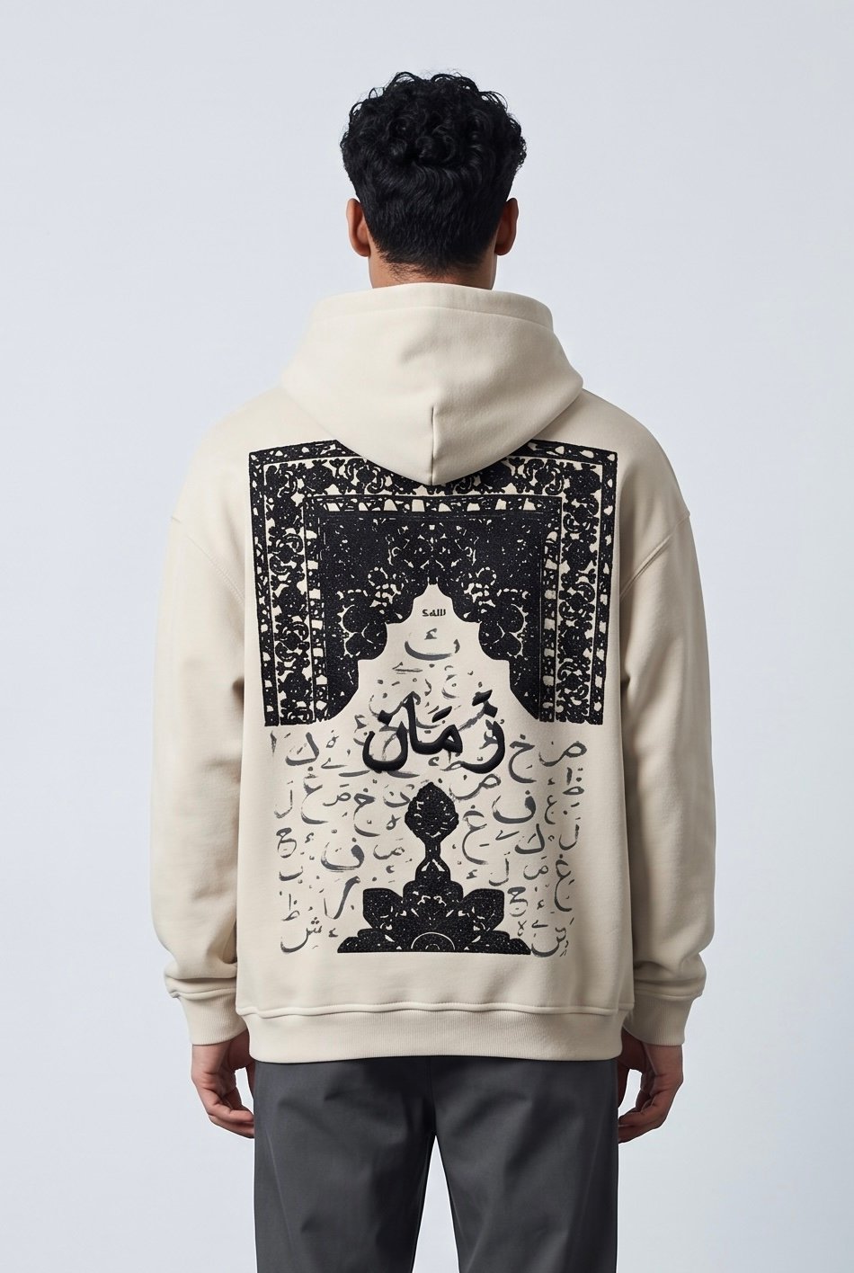 ZAMAN NAKIŞLI KAPŞONLU SWEATSHİRT 7024