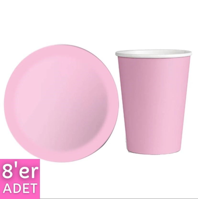 Pembe Tabak Bardak Seti