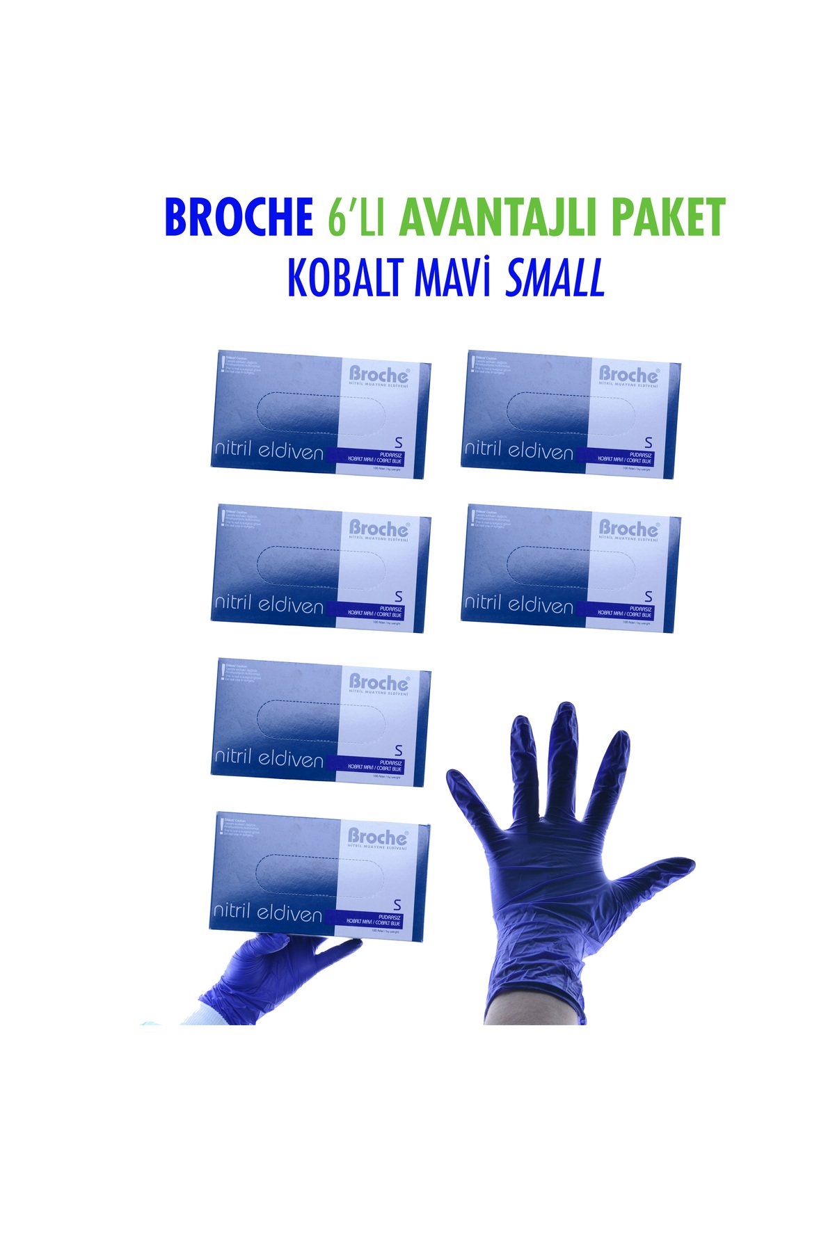 NİTRİL SMALL ELDİVEN KOBALT MAVİ 6LI PAKET