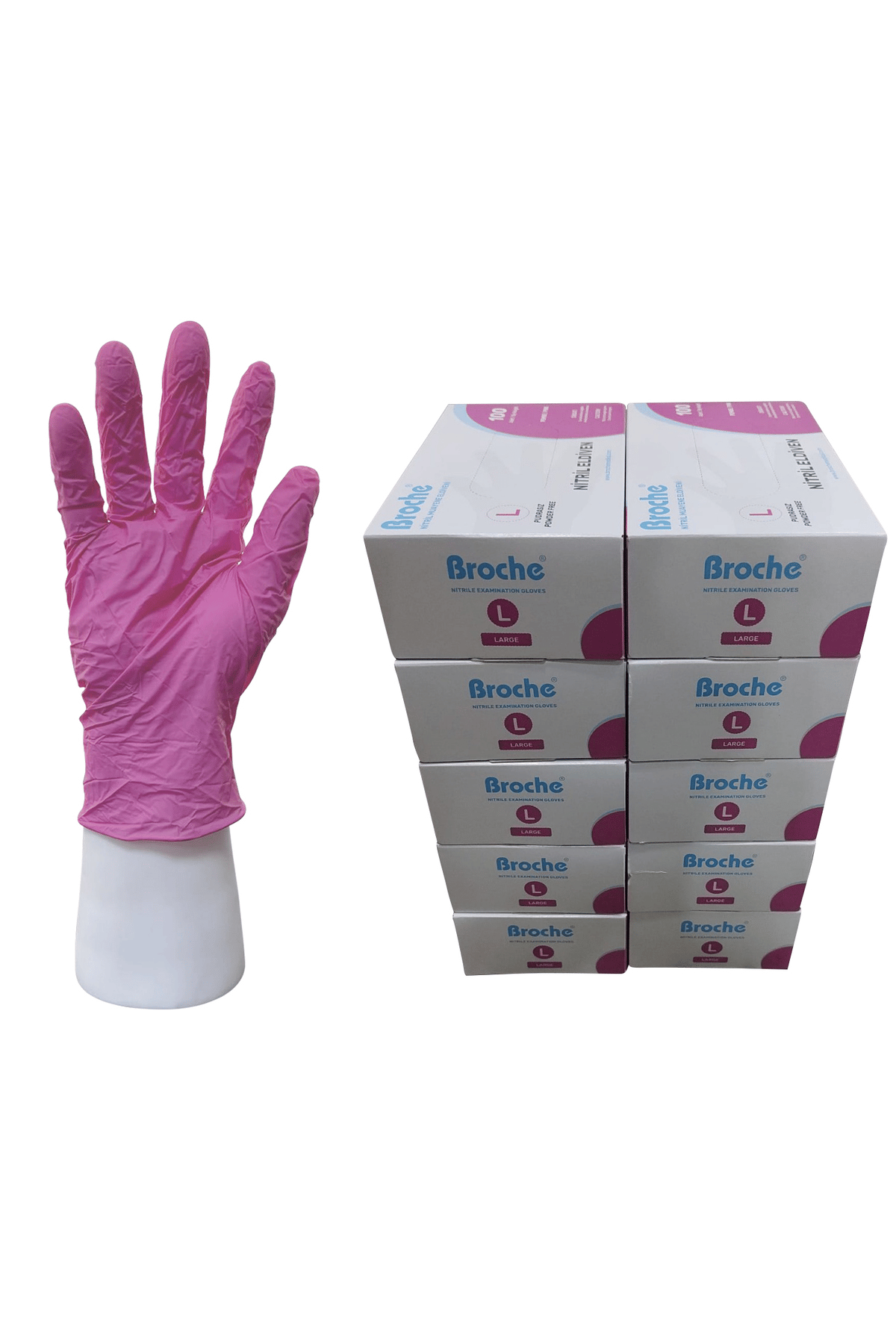 PUDRASIZ NİTRİL ELDİVEN L BEDEN PEMBE 10'LU PAKET
