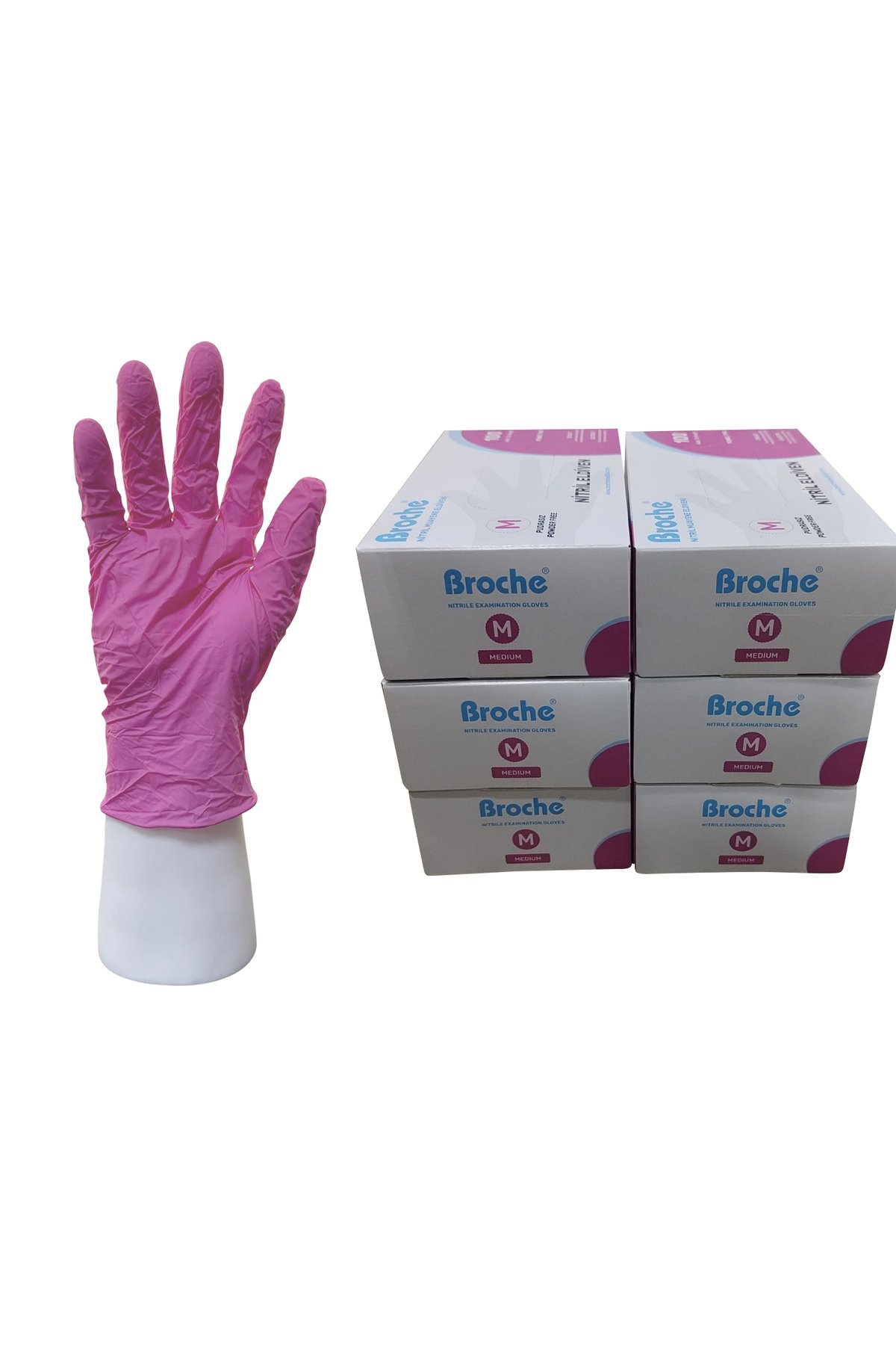 PUDRASIZ NİTRİL ELDİVEN M BEDEN PEMBE 6'LI PAKET