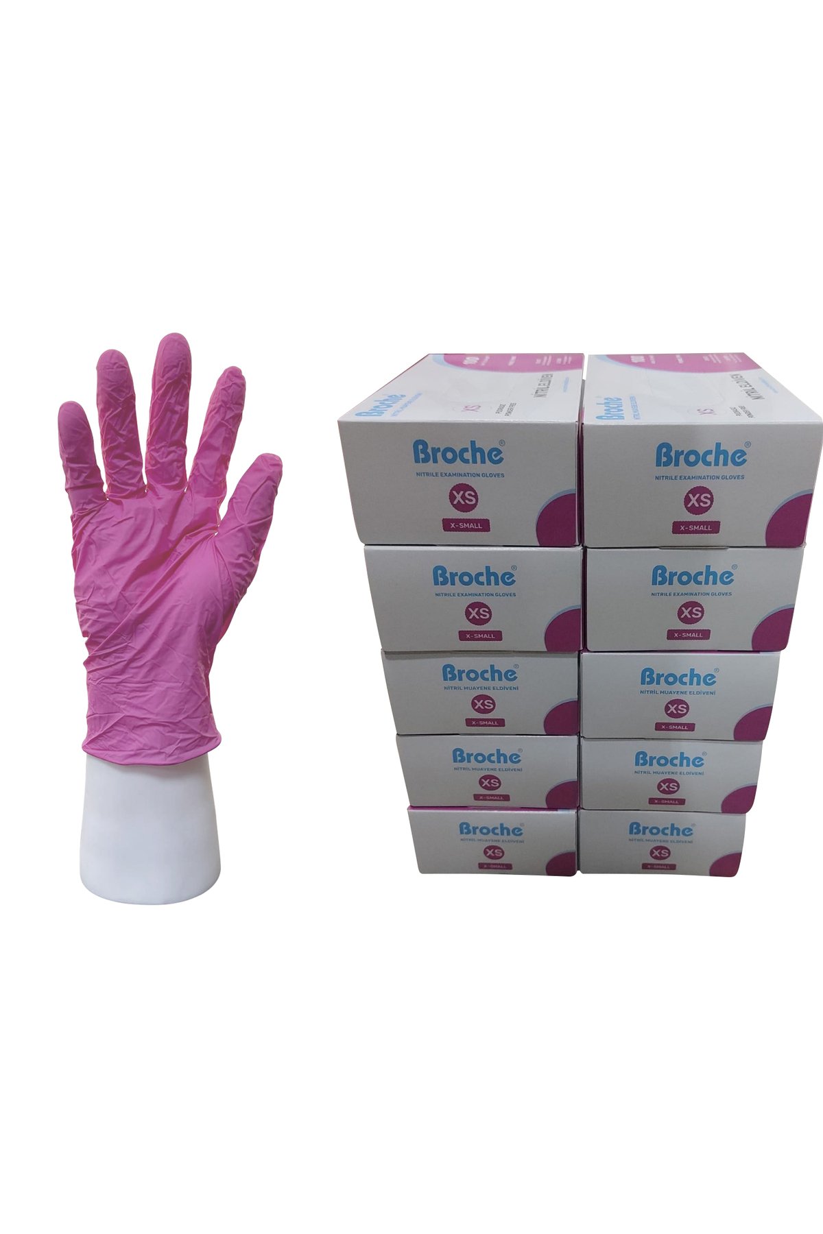 PUDRASIZ NİTRİL ELDİVEN XS BEDEN PEMBE 10'LU PAKET