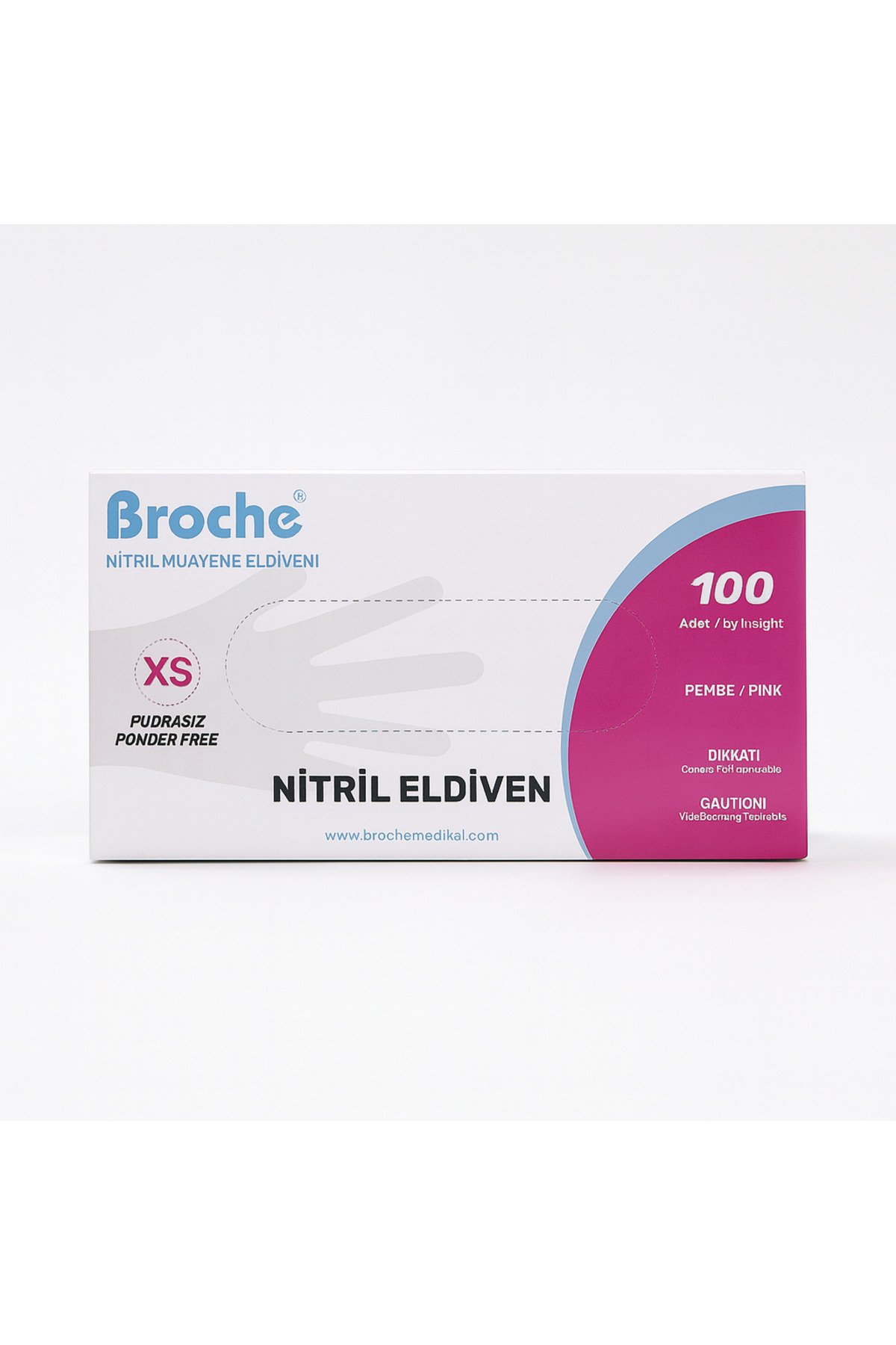 Pudrasız Nitril Eldiven XS Pembe 100’lü | Lateks İçermez