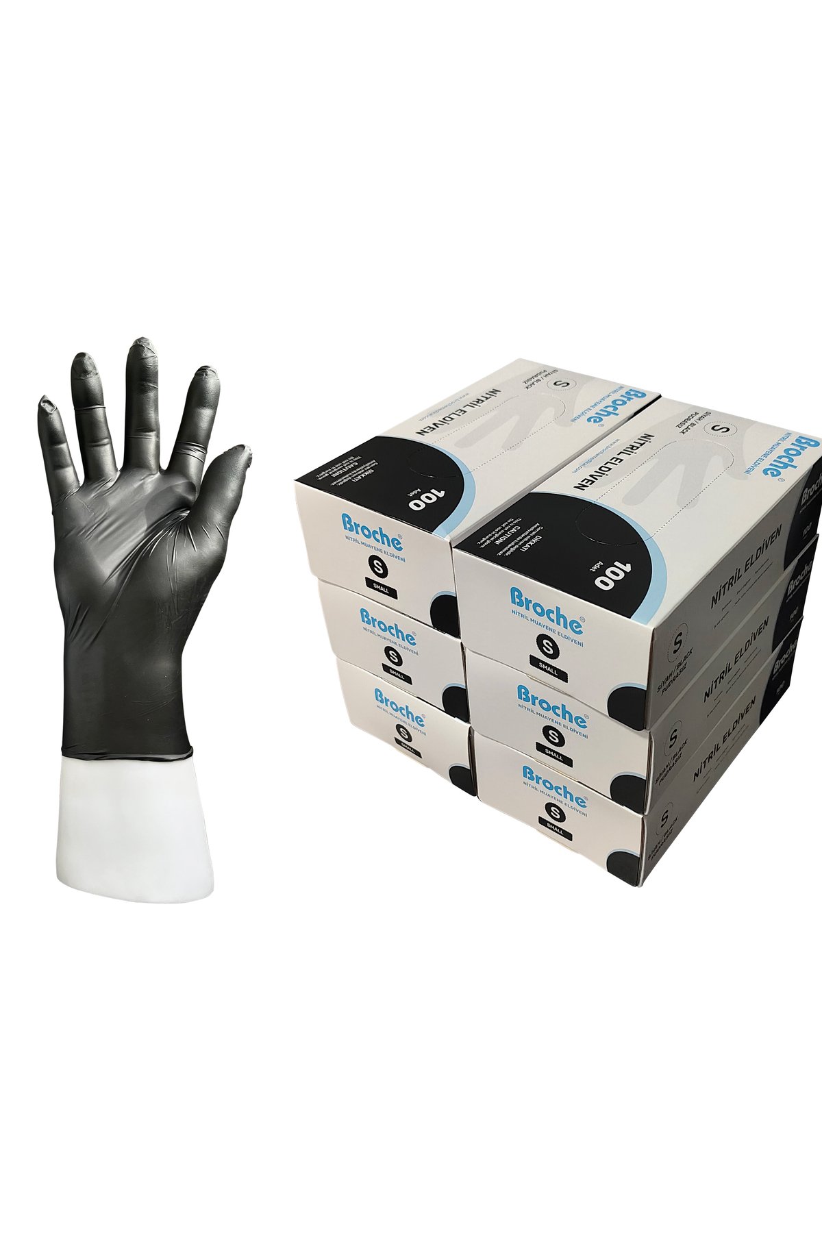 PUDRASIZ SİYAH NİTRİL ELDİVEN S BEDEN 6'LI PAKET
