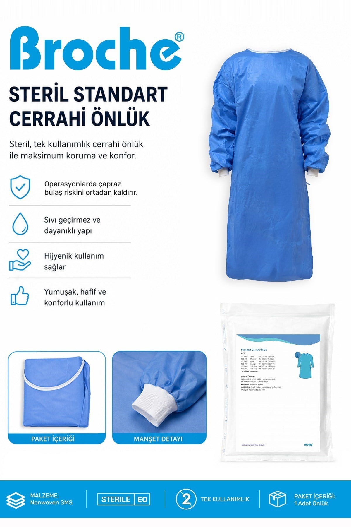 STERİL STANDART CERRAHİ ÖNLÜK M BEDEN 25'Lİ