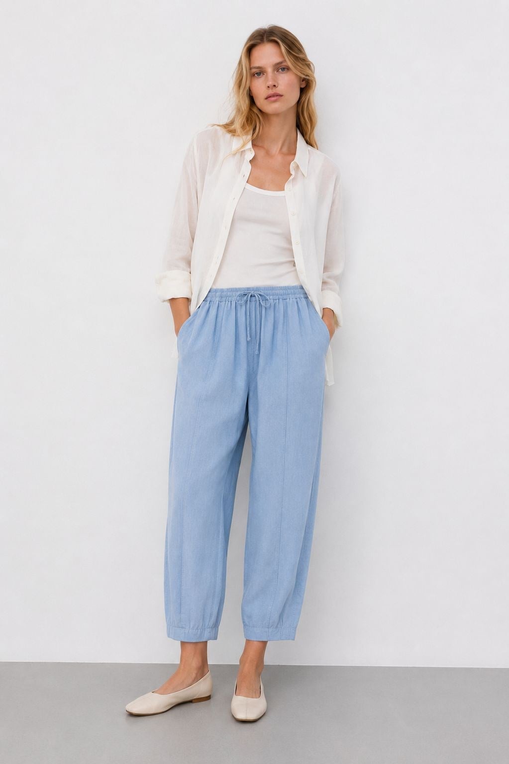 İKOLL %100 TENCEL YIKAMA EFEKTLİ PANTOLON MAVİ