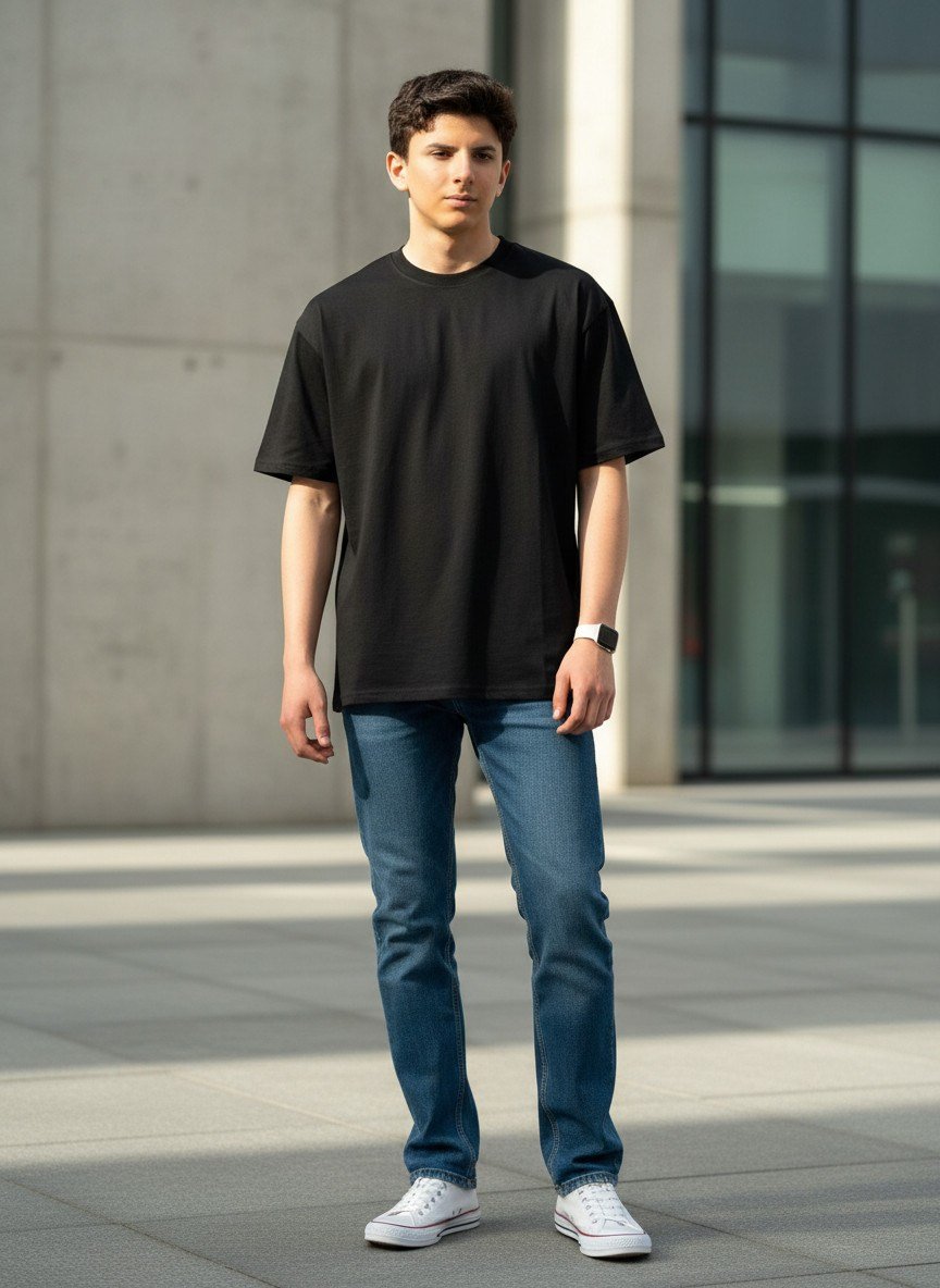 LADUREN SEREİN OVERSİZE UNISEX ERKEK T-SHIRT SİYAH