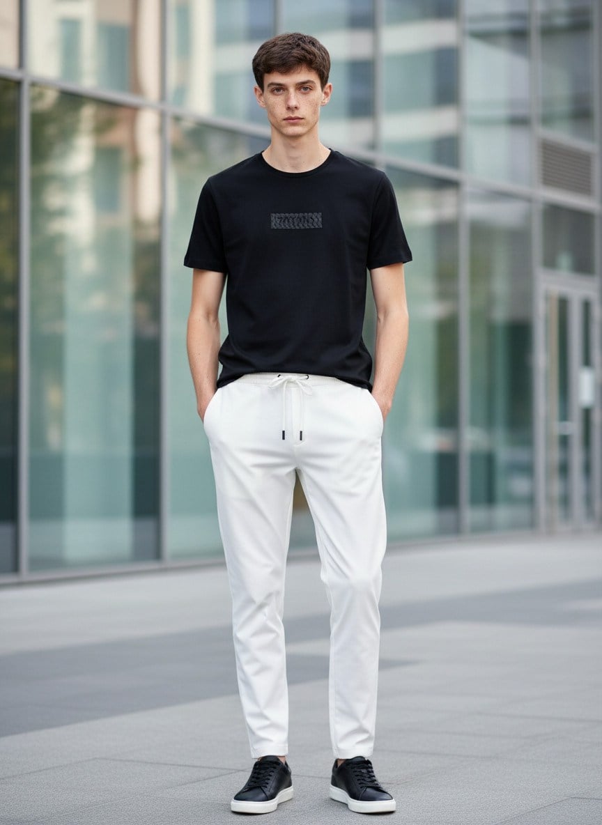 Laduren Syra Flow Graphic T-Shirt Bisiklet Yaka-SİYAH