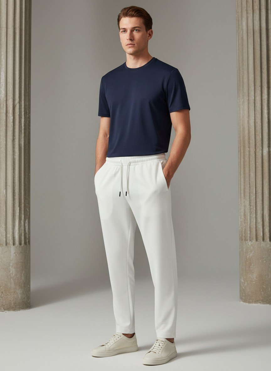 Laduren Volera Flow T-Shirt-Bisiklet Yaka-LACİVERT