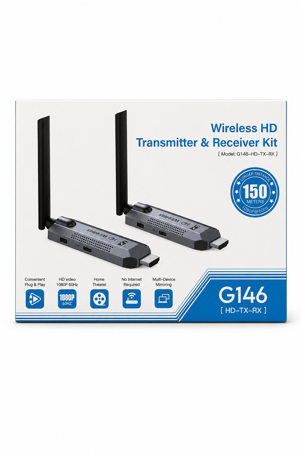 150 Metre Kablosuz HDMI Görüntü Aktarım Seti (Wireless Transmitter & Receiver) G146 
