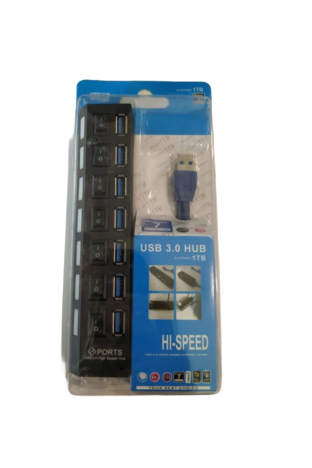 NRT-701A ANAHTARLI 7 PORT USB HUB 3.0 30 CM KABLOLU