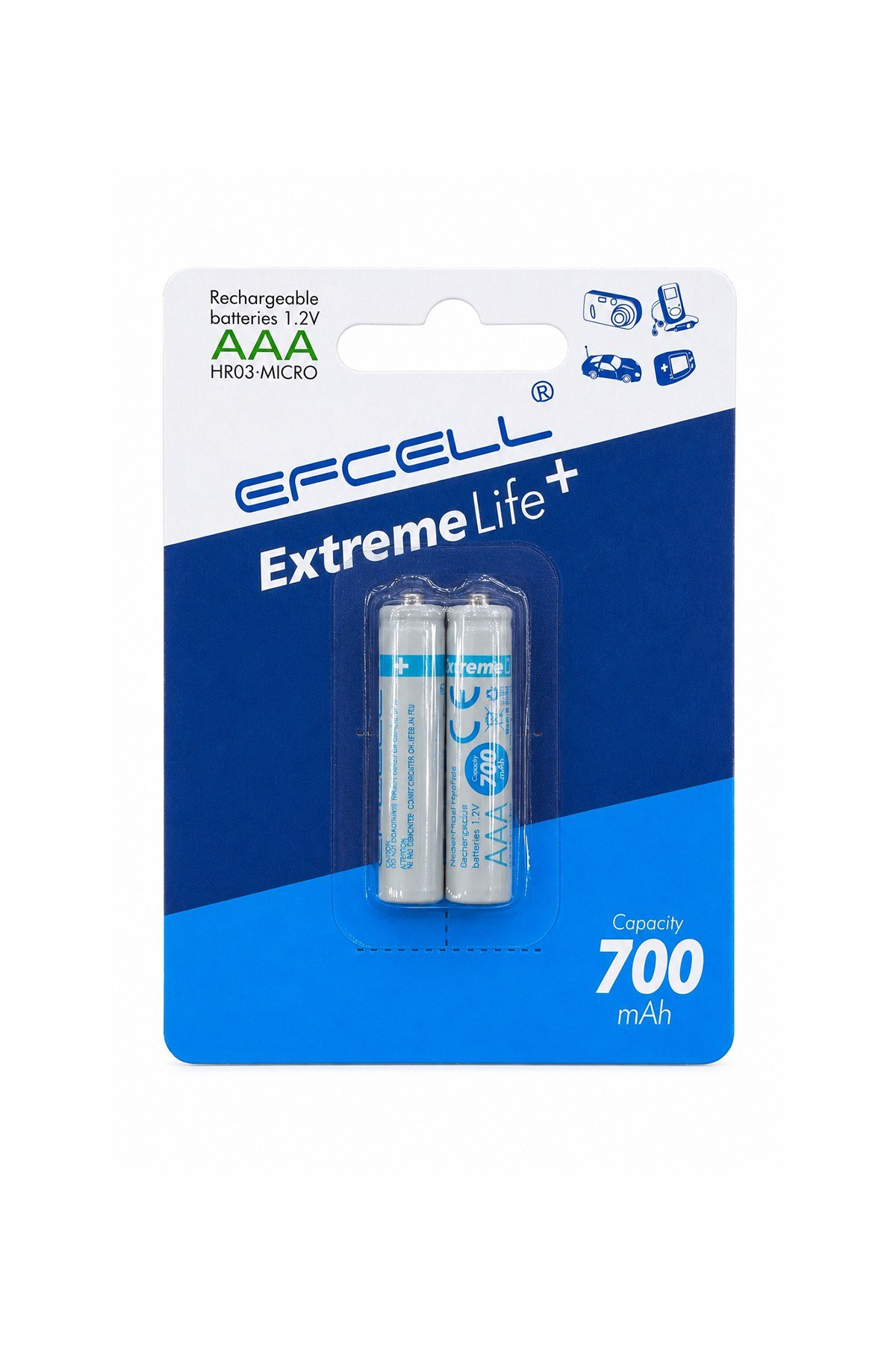 Uzun Ömürlü 700 mAh 1.2V AAA Şarj Edilebilir Kumanda Pili 2'li Set